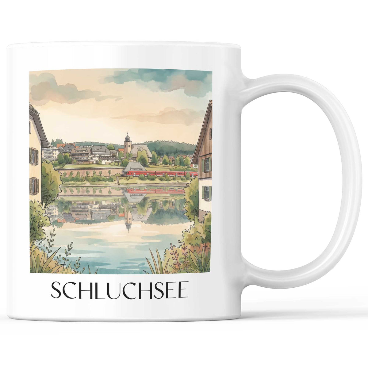 Schluchsee Kaffeebecher - Schwarzwald - Deutschland Becher - Kaffeetasse im Aquarell Stil - favplace