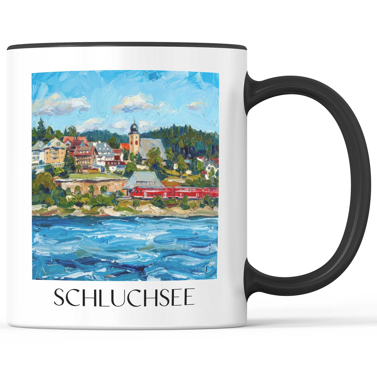 Schluchsee Kaffeebecher - Schwarzwald - Deutschland Becher - Kaffeetasse im Ölgemälde Stil - favplace