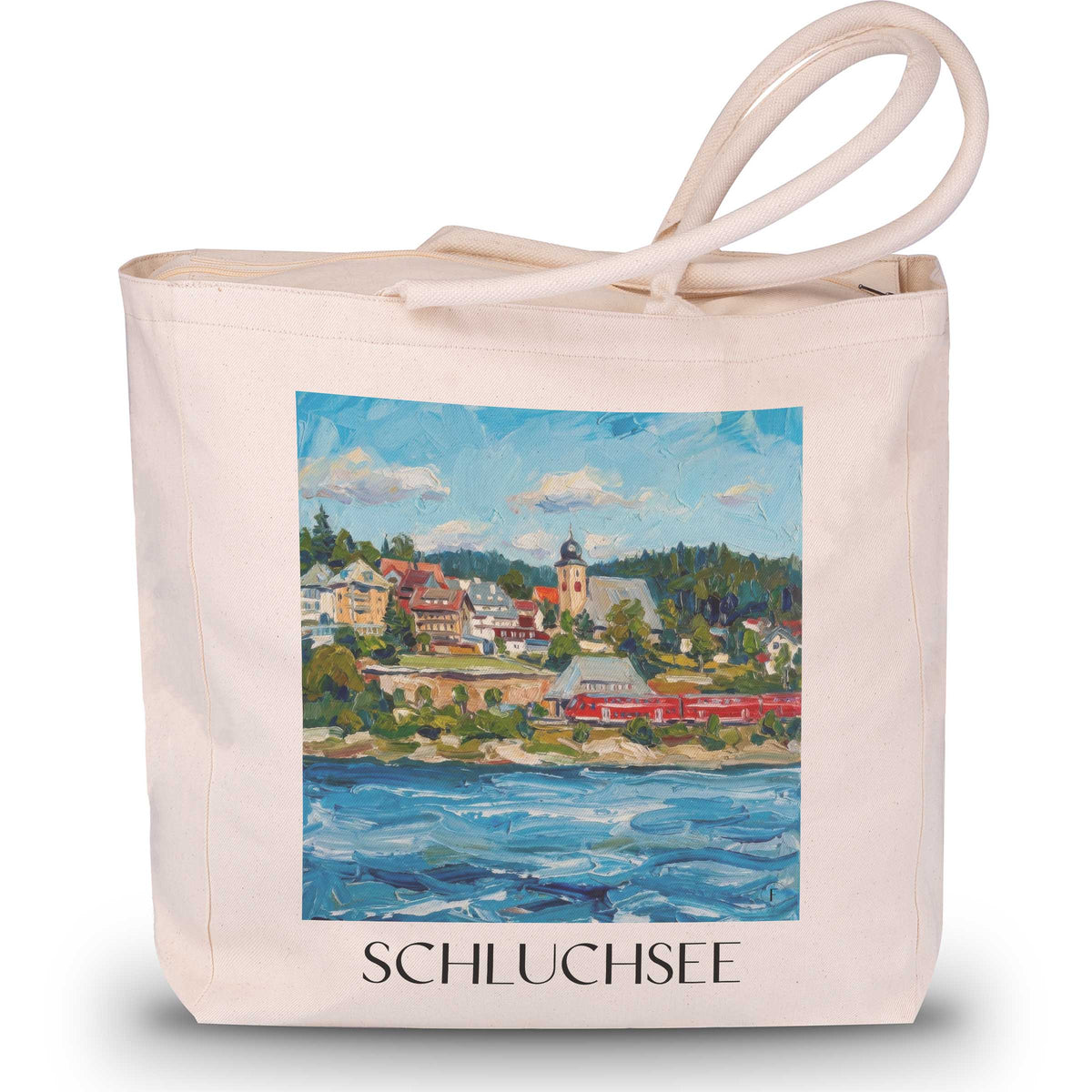 Schluchsee Shopping Tasche - Schwarzwald - Deutschland Tote Bag - Einkaufstasche im Ölgemälde Stil - favplace