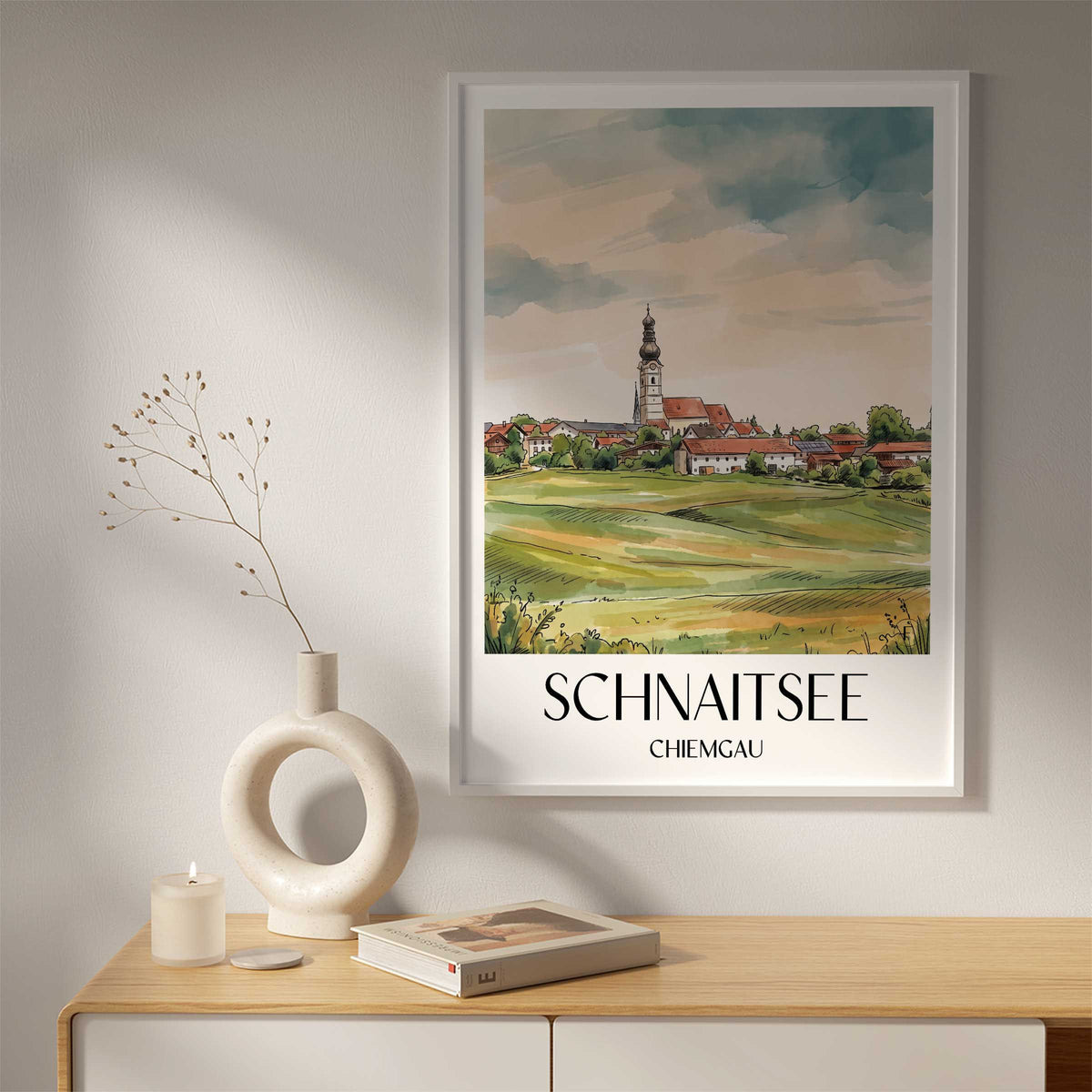 schnaitsee-chiemgau-deutschland-poster-aquarell