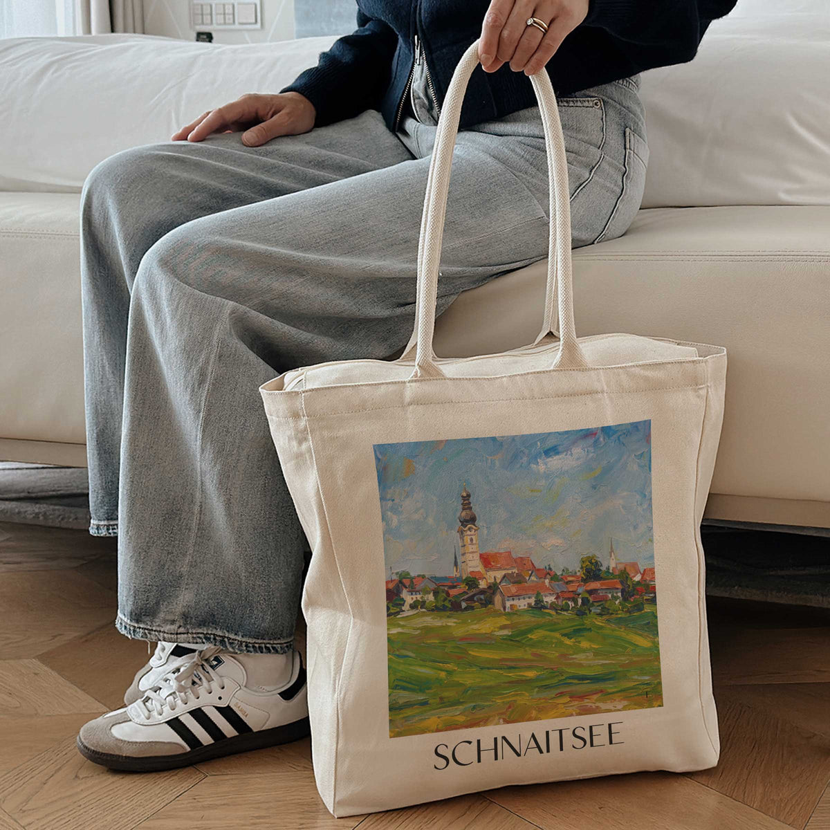 schnaitsee-chiemgau-deutschland-einkaufstasche-oil-painting-oelgemaelde