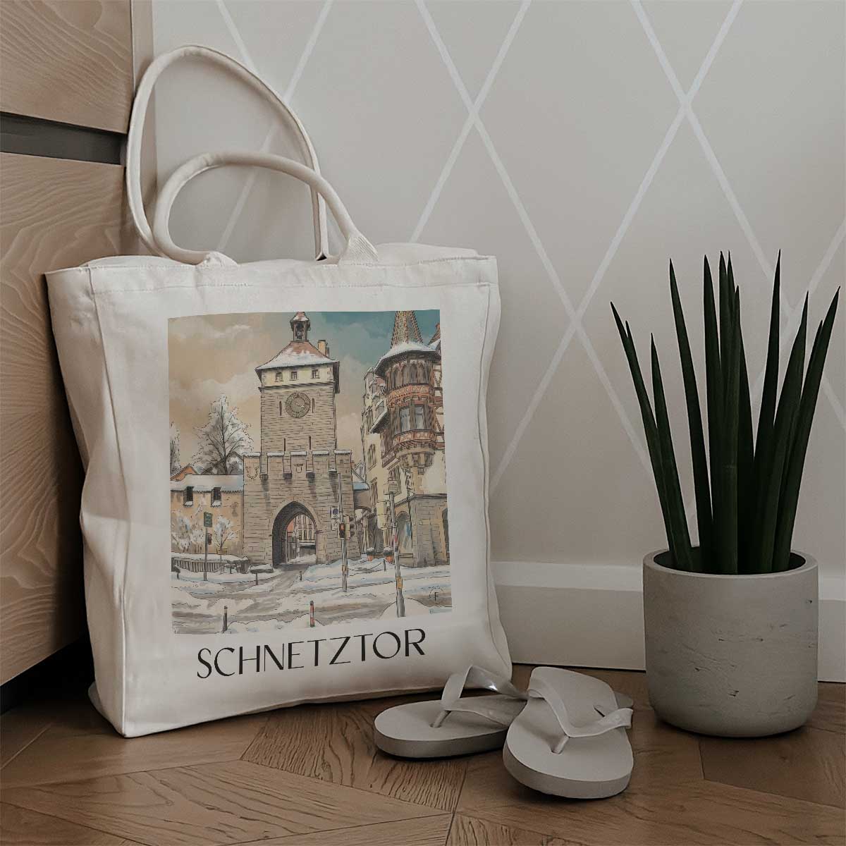 schnetztor-konstanz-deutschland-einkaufstasche-aquarell