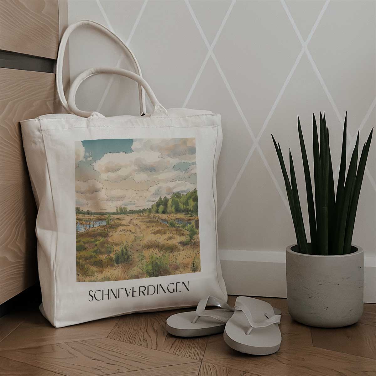 schneverdingen-lüneburger-heide-deutschland-einkaufstasche-aquarell