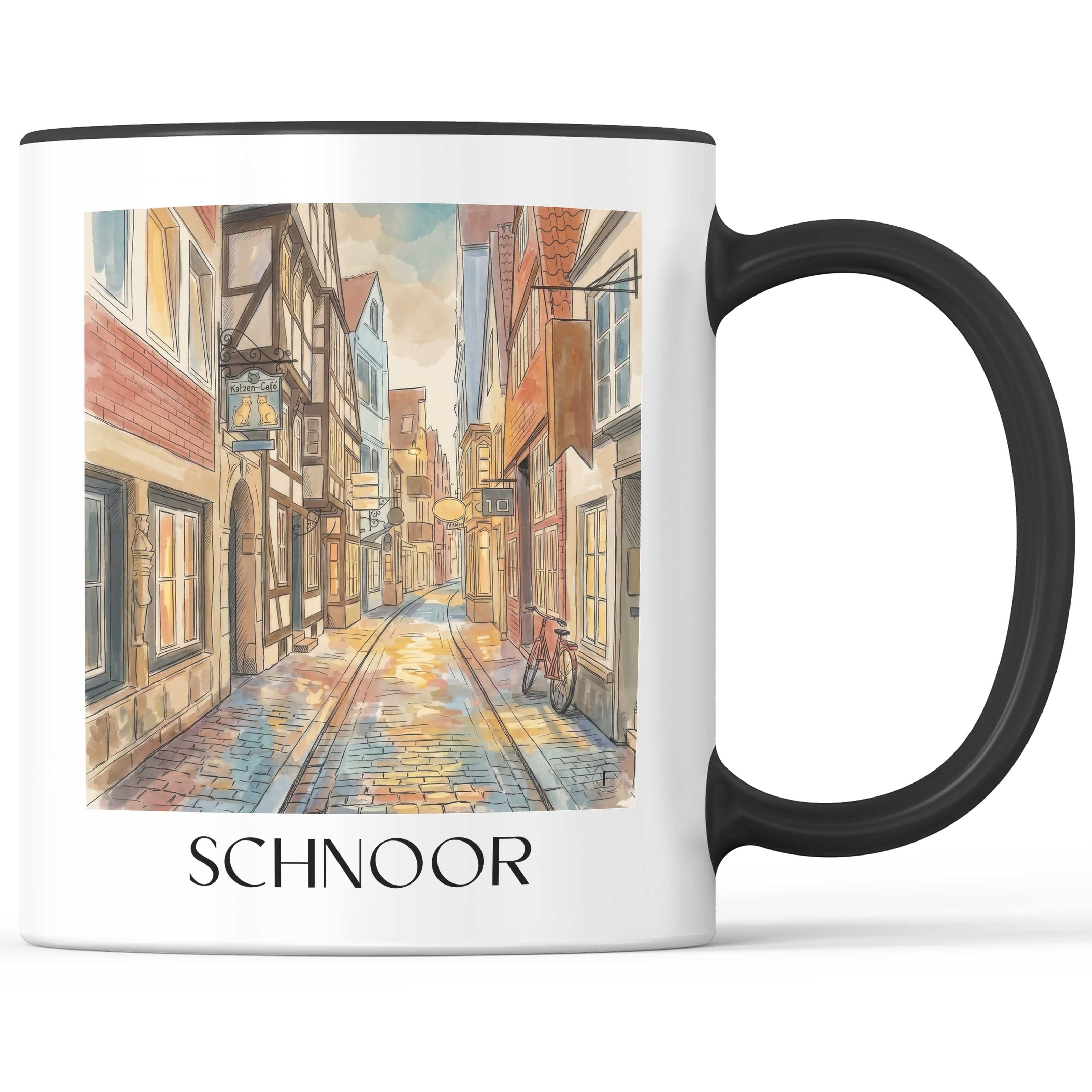 Schnoor Kaffeebecher - Bremen - Deutschland Becher - Kaffeetasse im Aquarell Stil - favplace