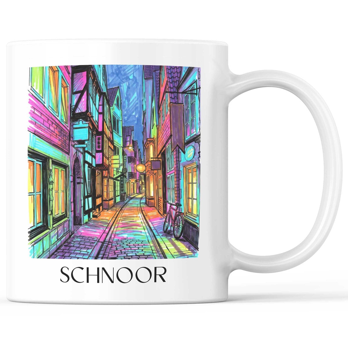 Schnoor Kaffeebecher - Bremen - Deutschland Becher - Kaffeetasse im Tag Graffiti Stil - favplace