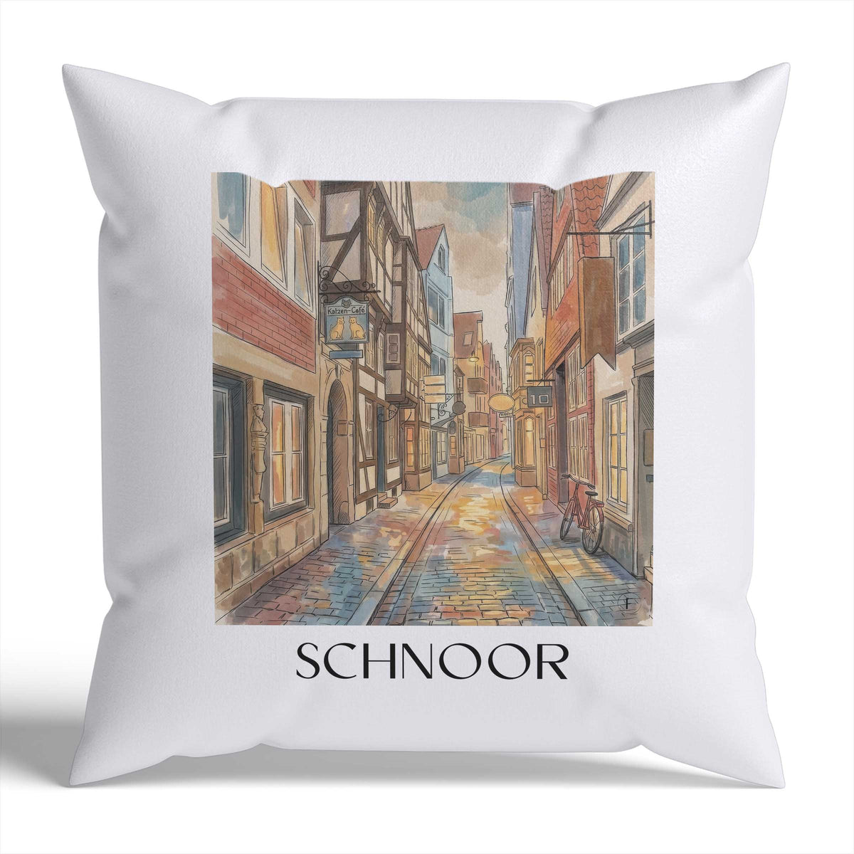schnoor-bremen-deutschland-kissenbezug-aquarell