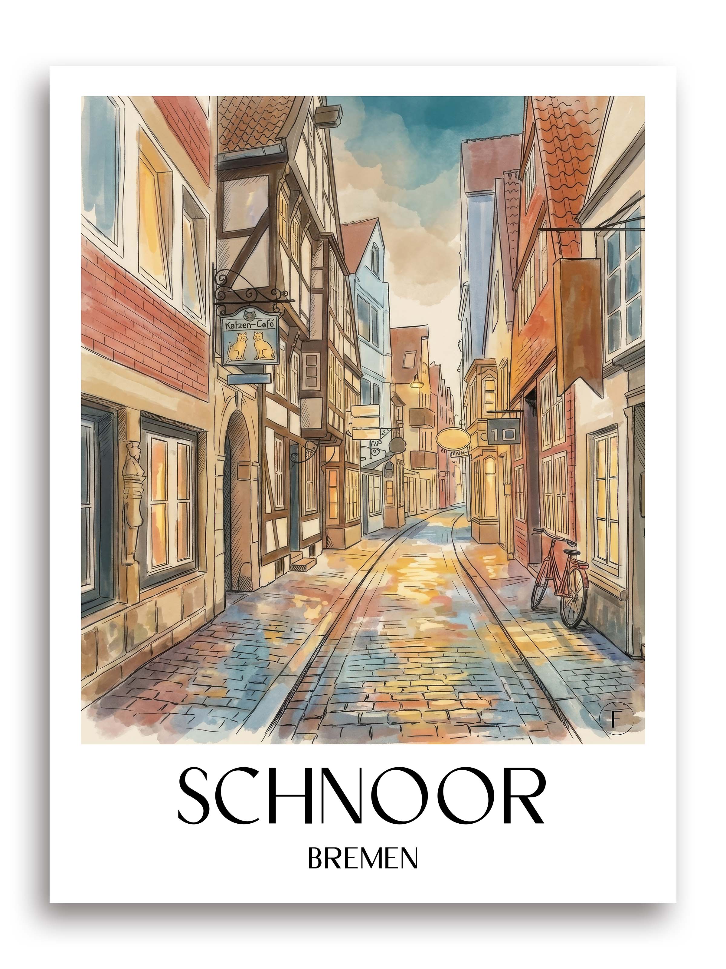 schnoor-bremen-deutschland-poster-aquarell