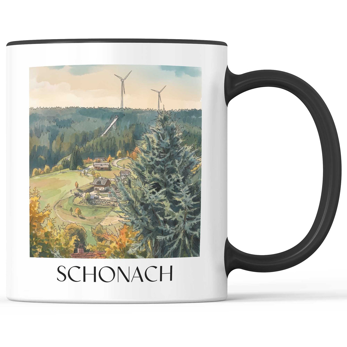 schonach-schwarzwald-deutschland-kaffeebecher-aquarell