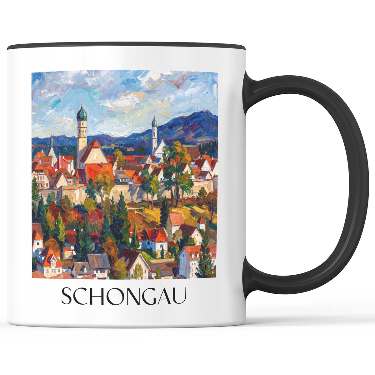 Schongau Kaffeebecher - Bayern - Deutschland Becher - Kaffeetasse im Ölgemälde Stil - favplace