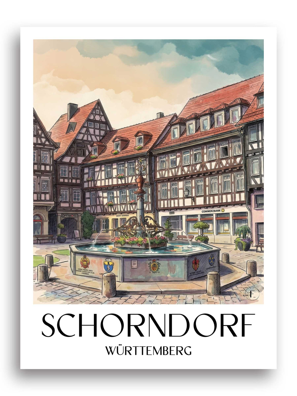 schorndorf-württemberg-deutschland-poster-aquarell
