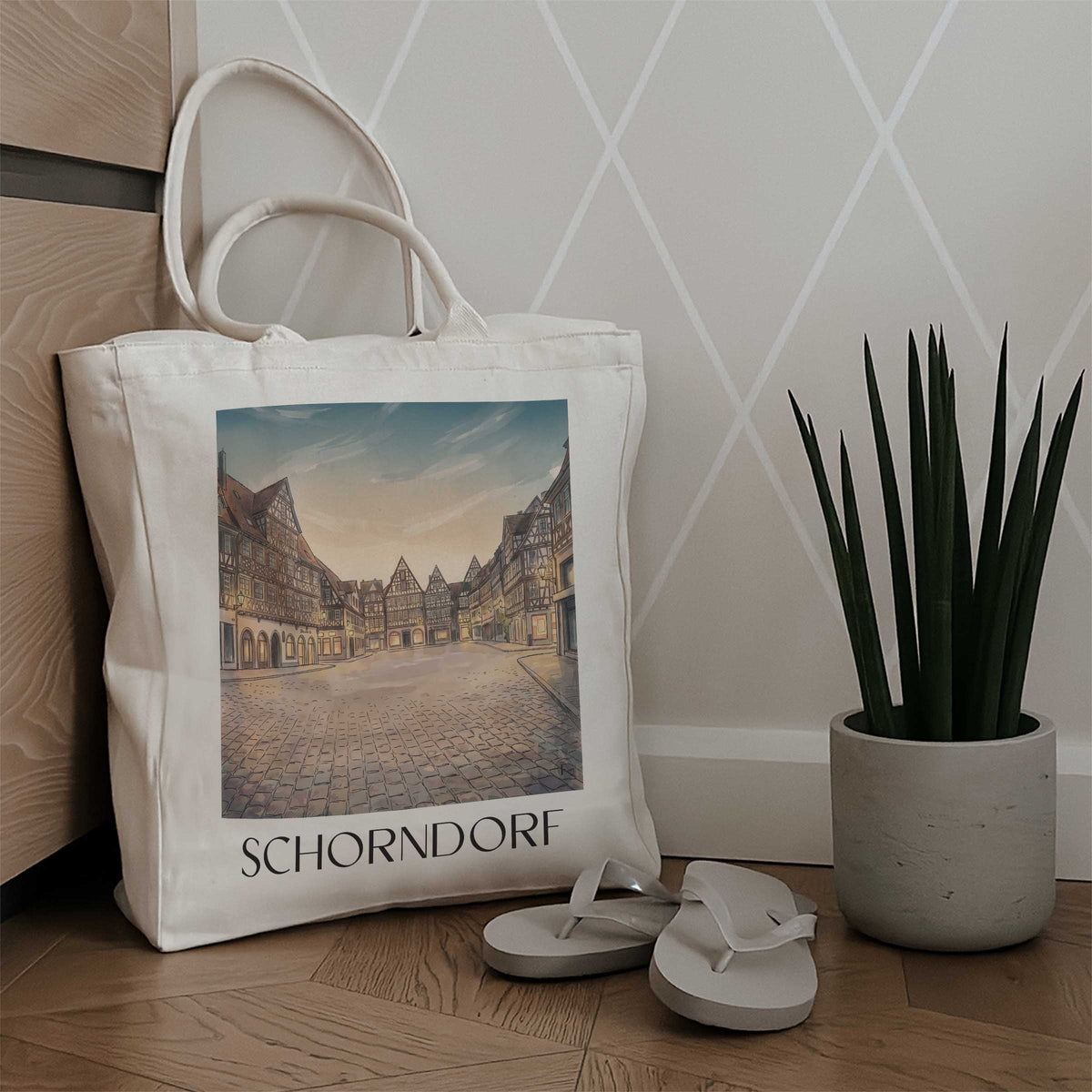 schorndorf-remstal-deutschland-einkaufstasche-aquarell