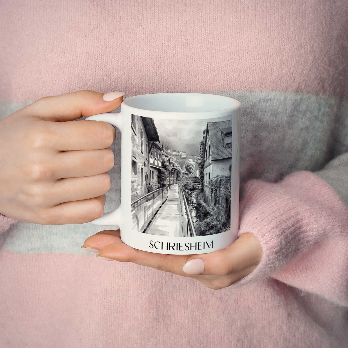 schriesheim-odenwald-deutschland-kaffeebecher-aquarell-schwarz-weiss