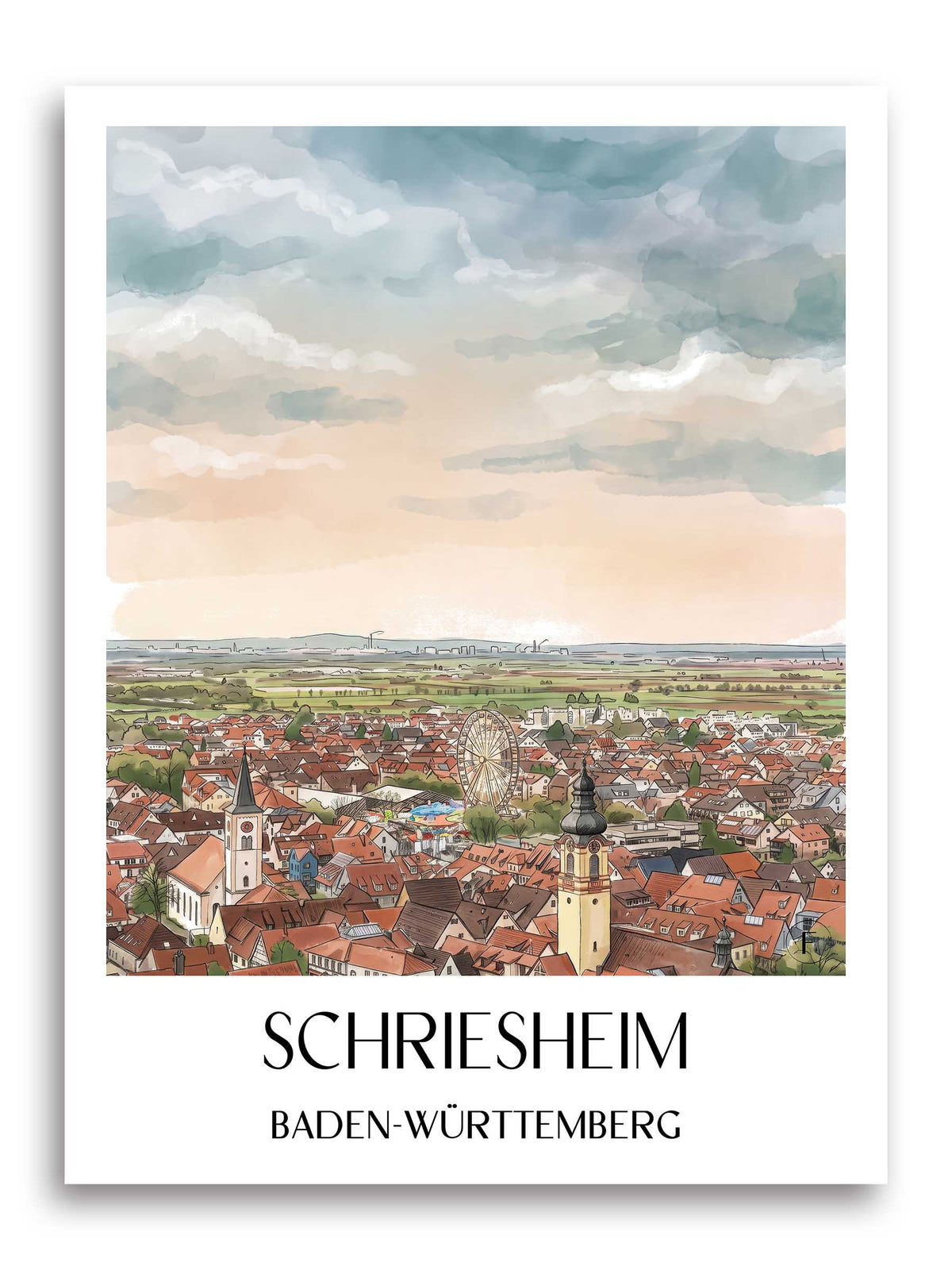 schriesheim-baden-württemberg-deutschland-poster-aquarell
