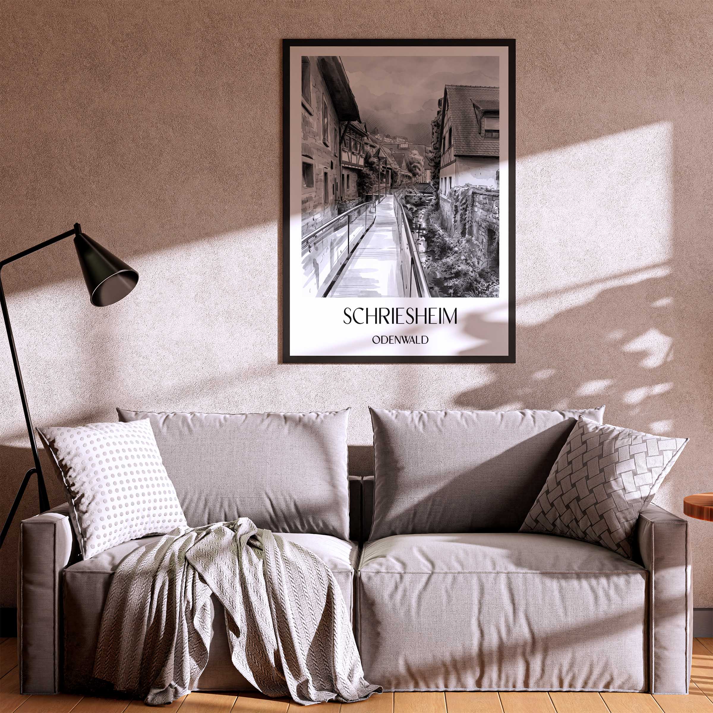 schriesheim-odenwald-deutschland-poster-aquarell-schwarz-weiss