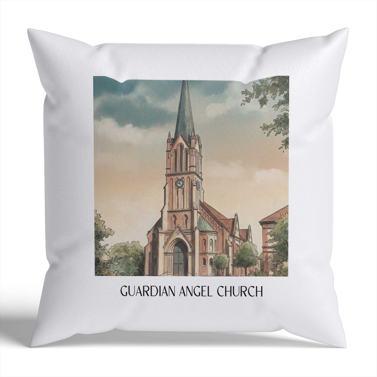 Schutzengelkirche Kissenhülle - Zierkissen Bezug - Brühl - Deutschland Kissen bzw. Kissenbezug im Aquarell Stil - favplace