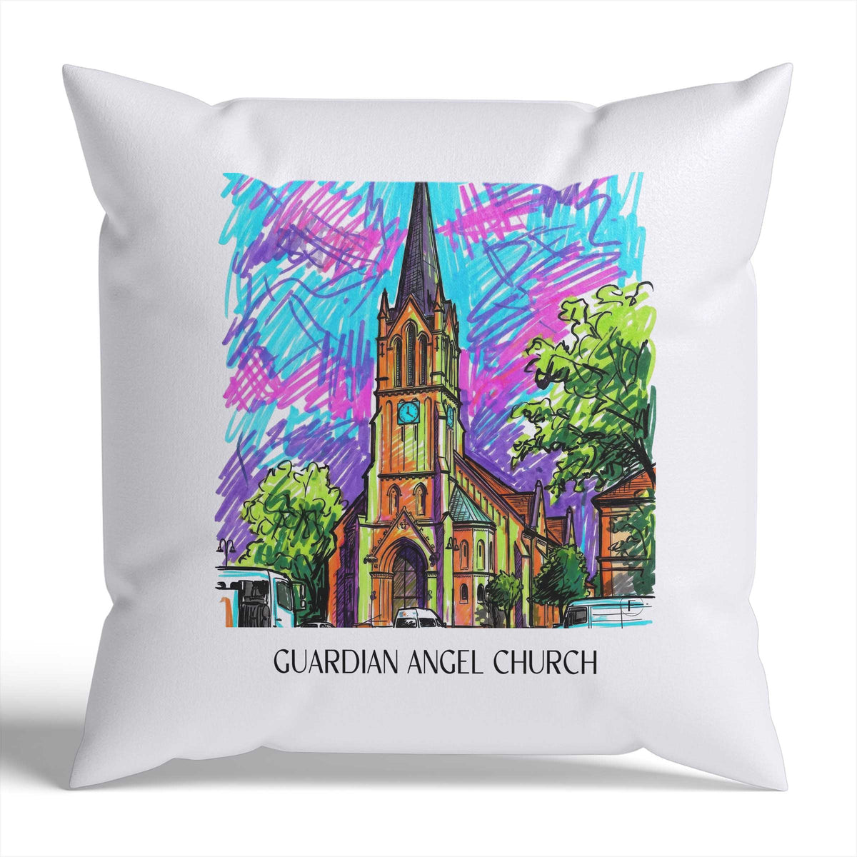 Schutzengelkirche Kissenhülle - Zierkissen Bezug - Brühl - Deutschland Kissen bzw. Kissenbezug im Tag Graffiti Stil - favplace