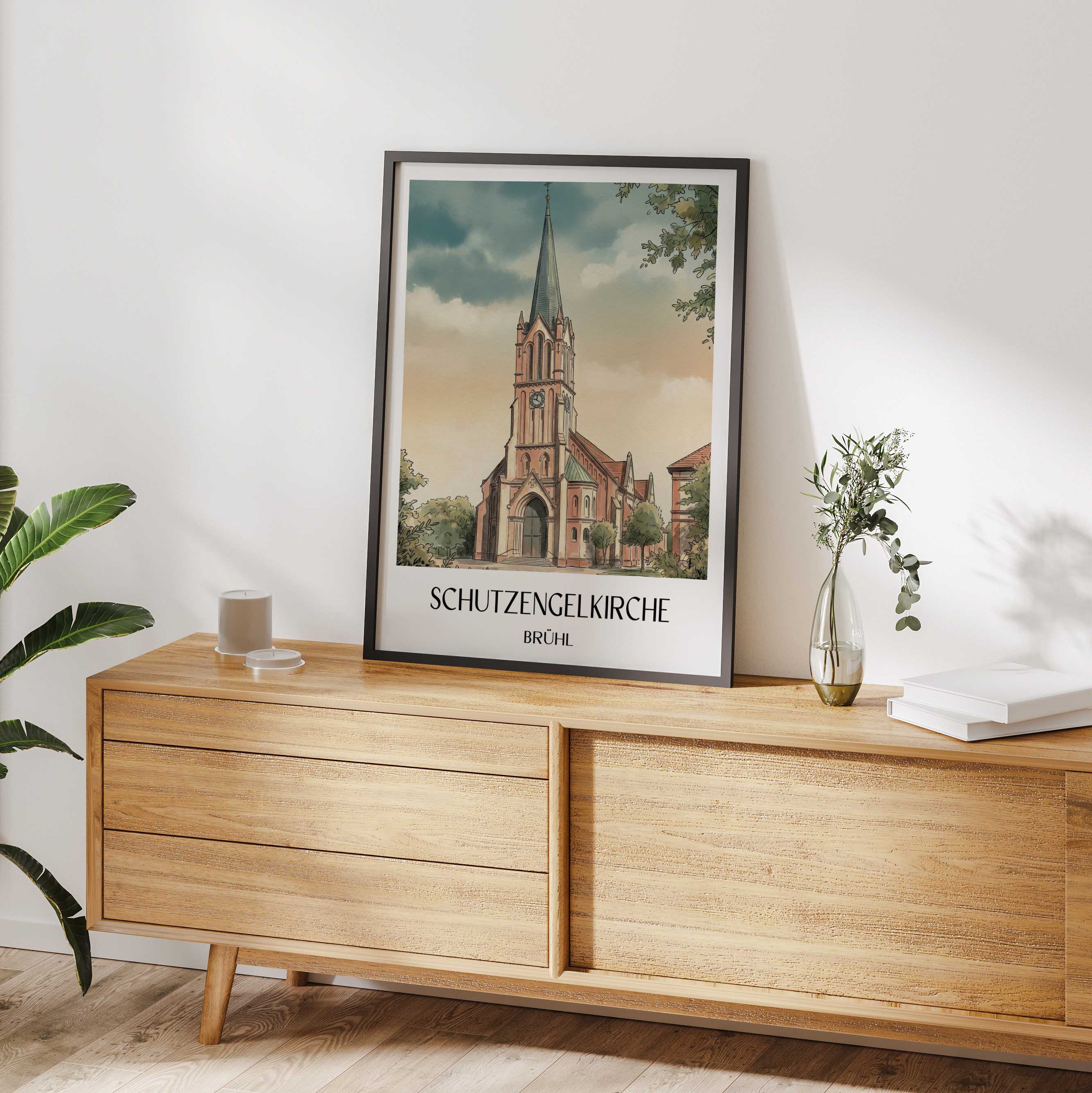schutzengelkirche-brühl-deutschland-poster-aquarell