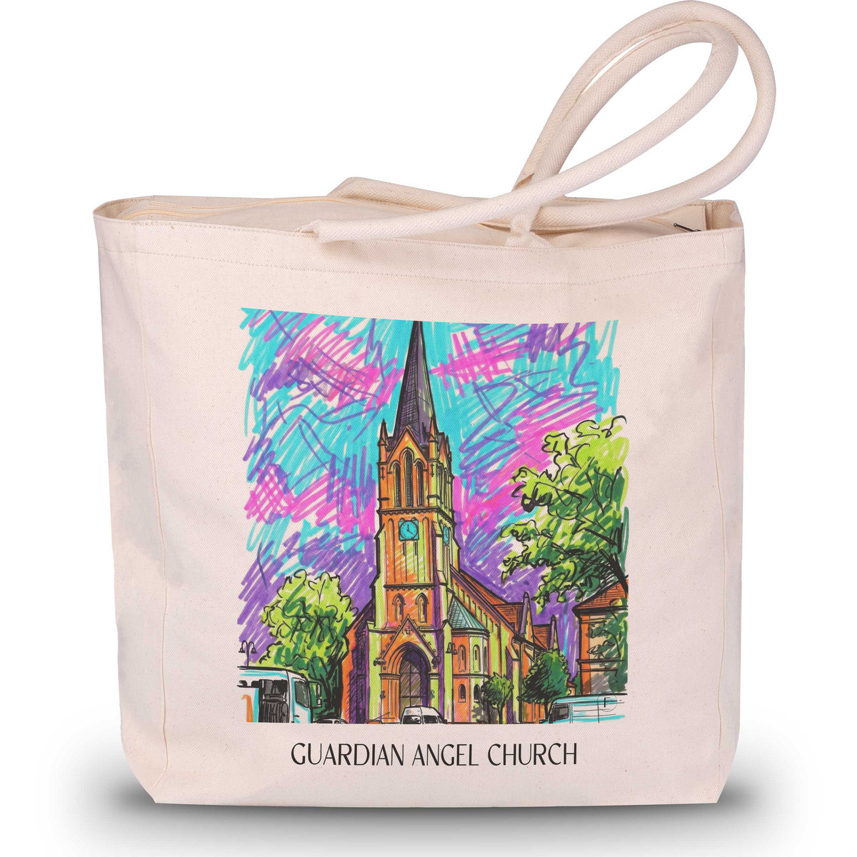 Schutzengelkirche Shopping Tasche - Brühl - Deutschland Tote Bag - Einkaufstasche im Tag Graffiti Stil - favplace