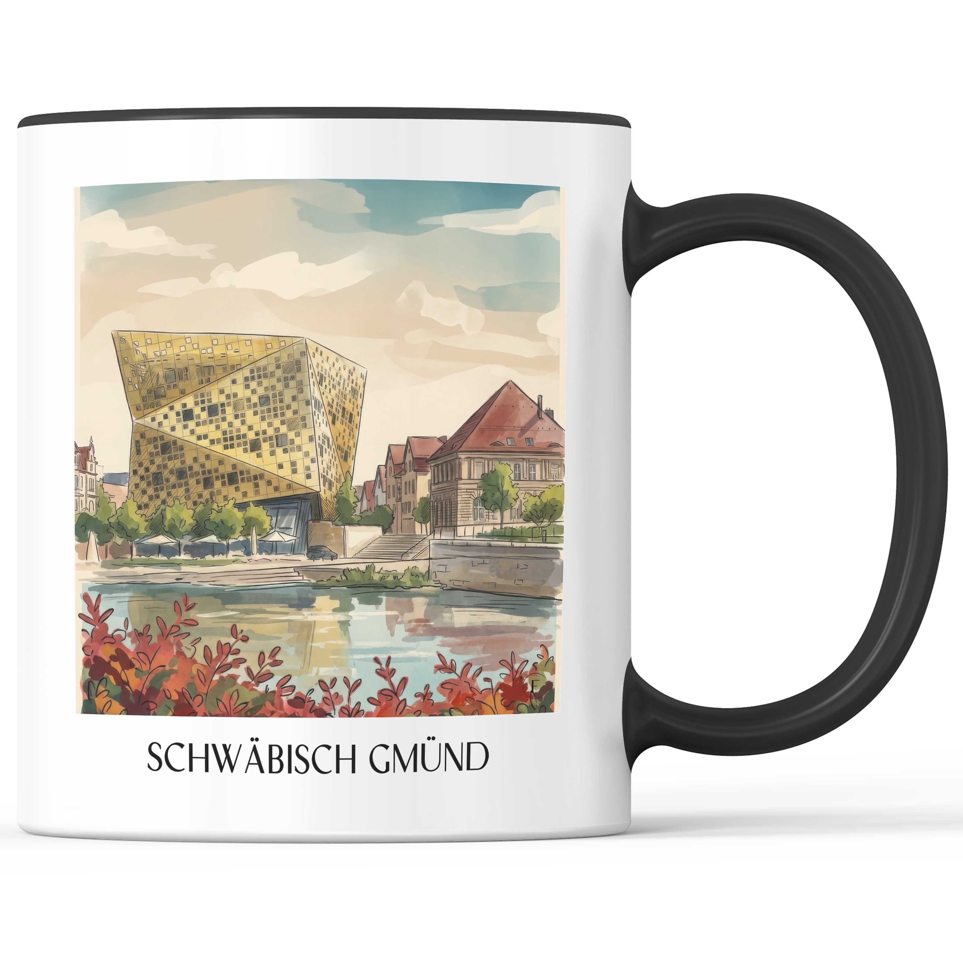 schwäbisch-gmünd-deutschland-kaffeebecher-aquarell