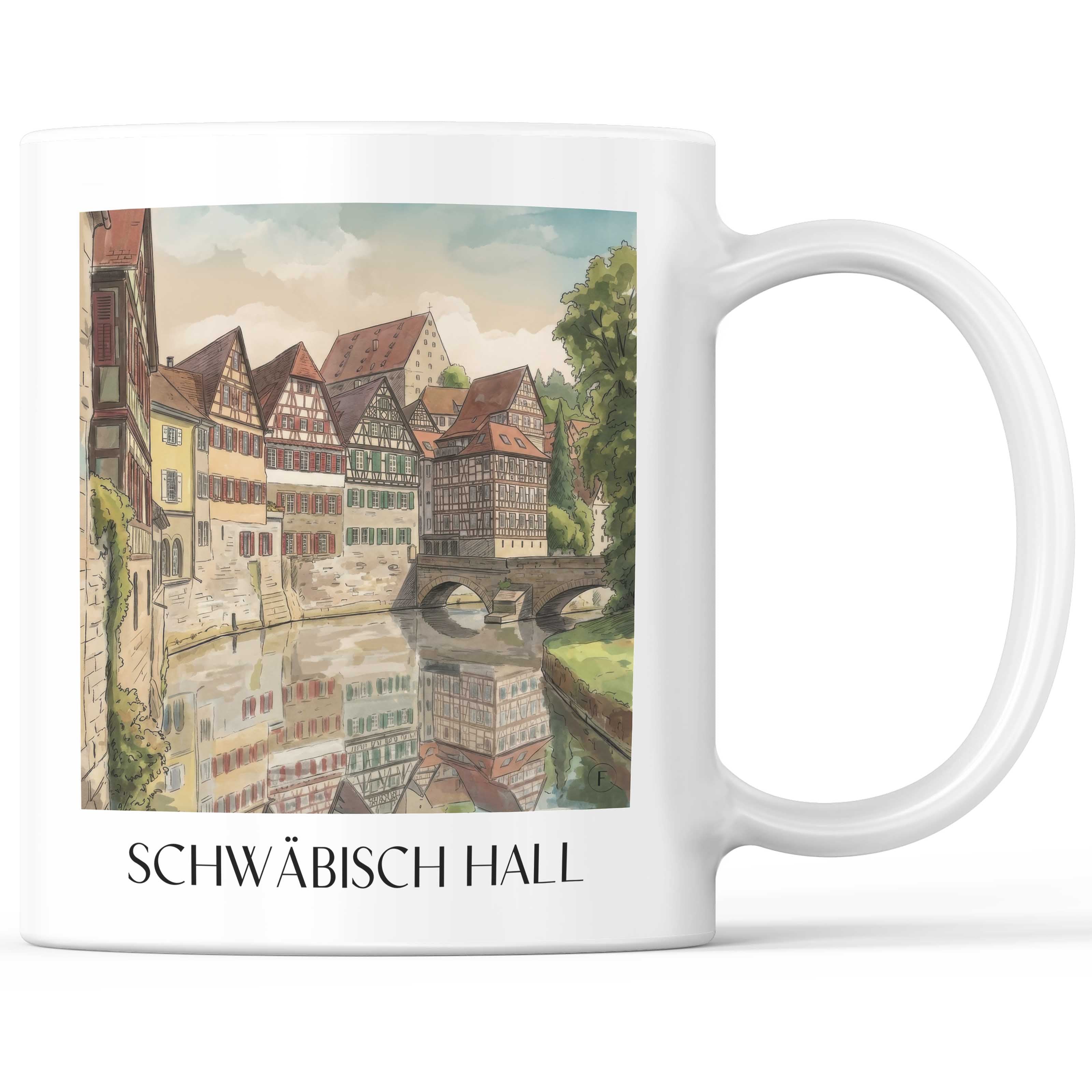 Schwäbisch Hall - Deutschland Becher - Kaffeetasse im Aquarell Stil - favplace