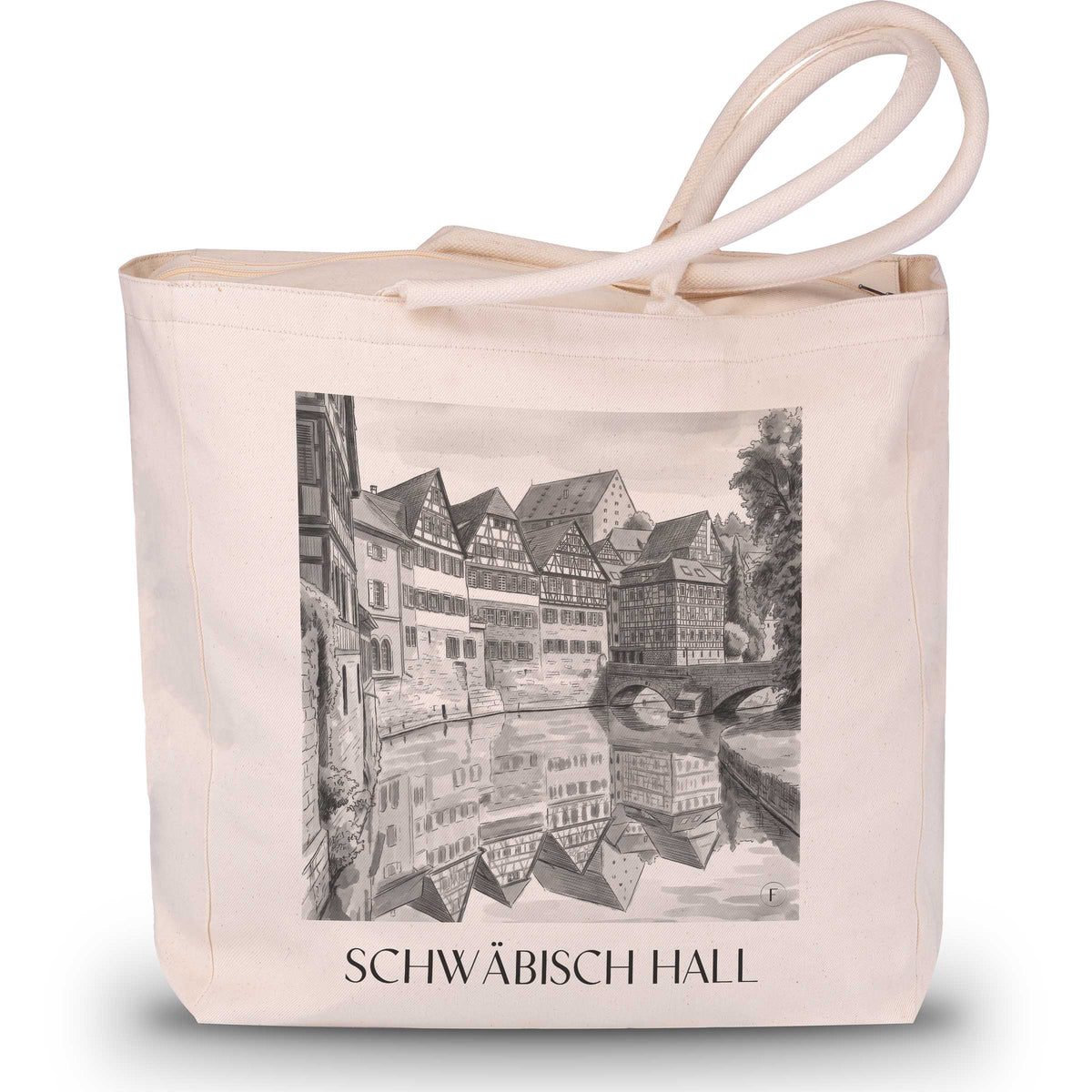 Schwäbisch Hall - Deutschland Tote Bag - Einkaufstasche im Aquarell Schwarz-Weiß Stil - favplace