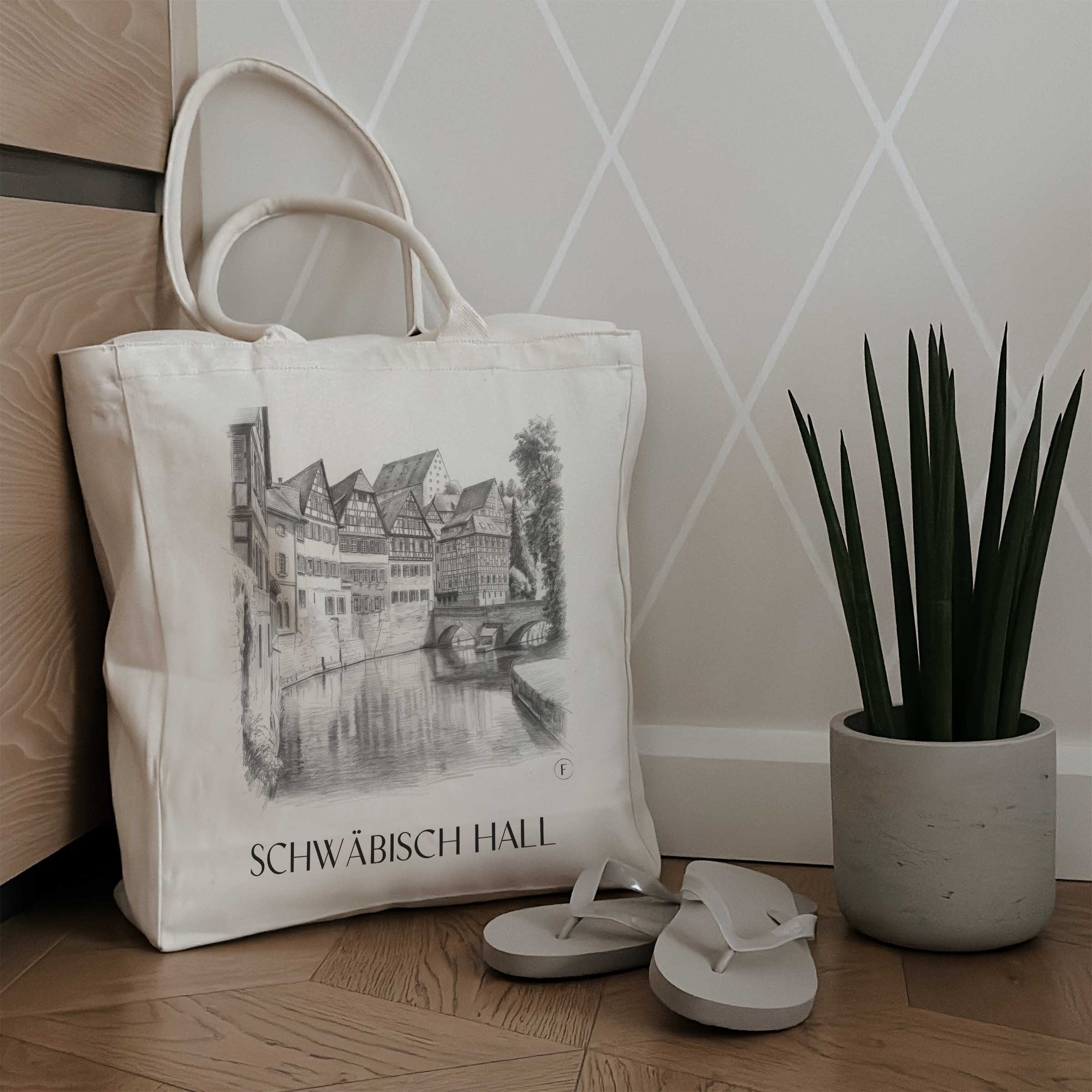 schwäbisch-hall-deutschland-einkaufstasche-bleistift-zeichnung-drawing