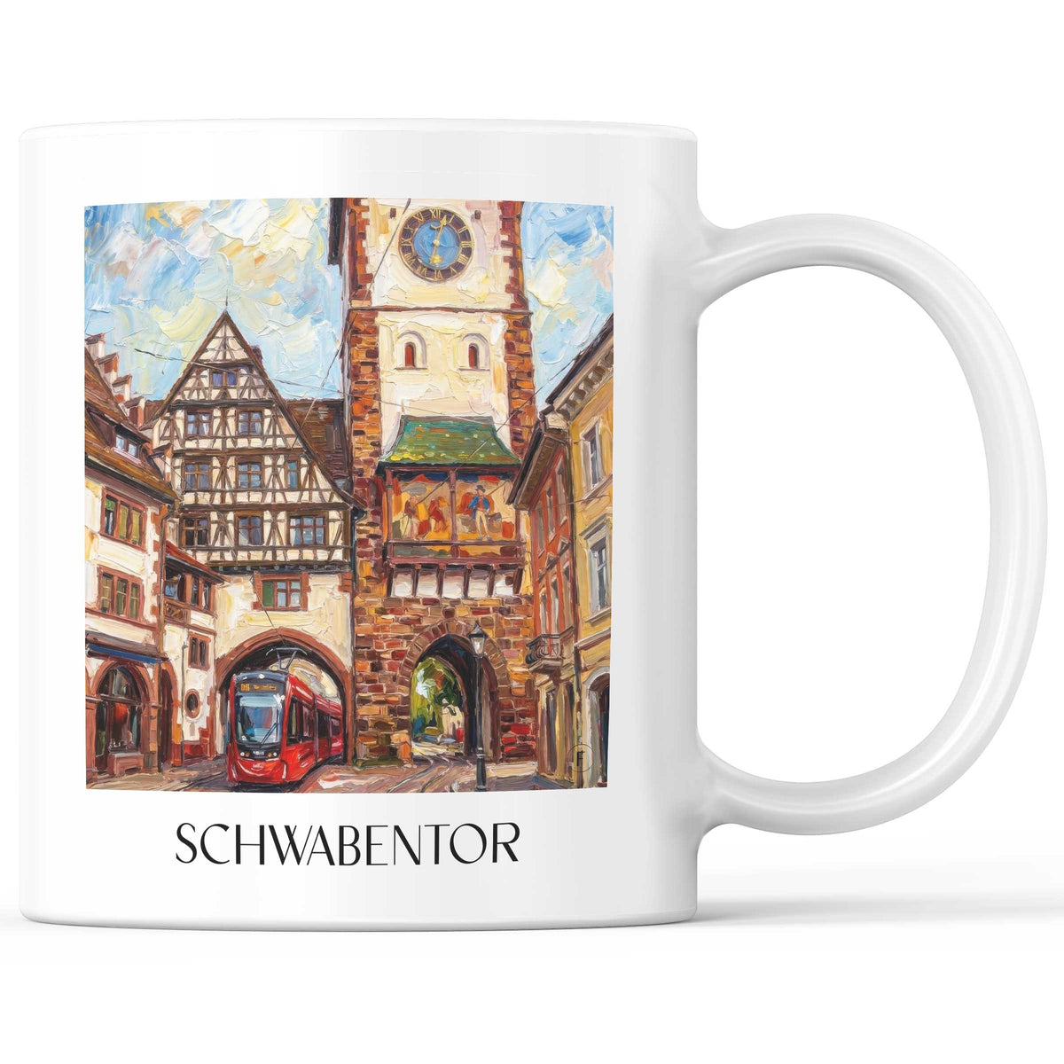 Schwabentor Kaffeebecher - Freiburg - Deutschland Becher - Kaffeetasse im Ölgemälde Stil - favplace