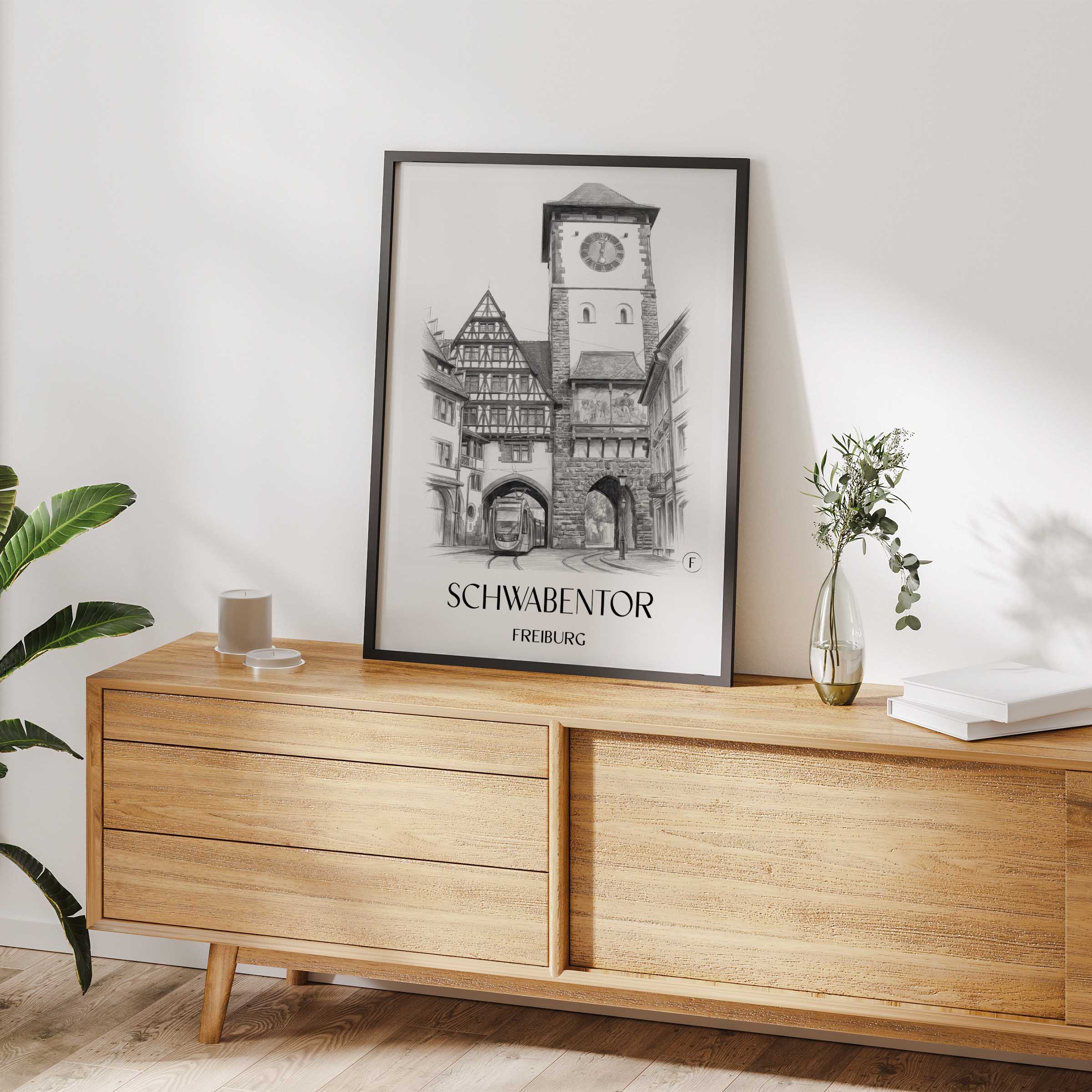 schwabentor-freiburg-deutschland-poster-bleistift-zeichnung-drawing