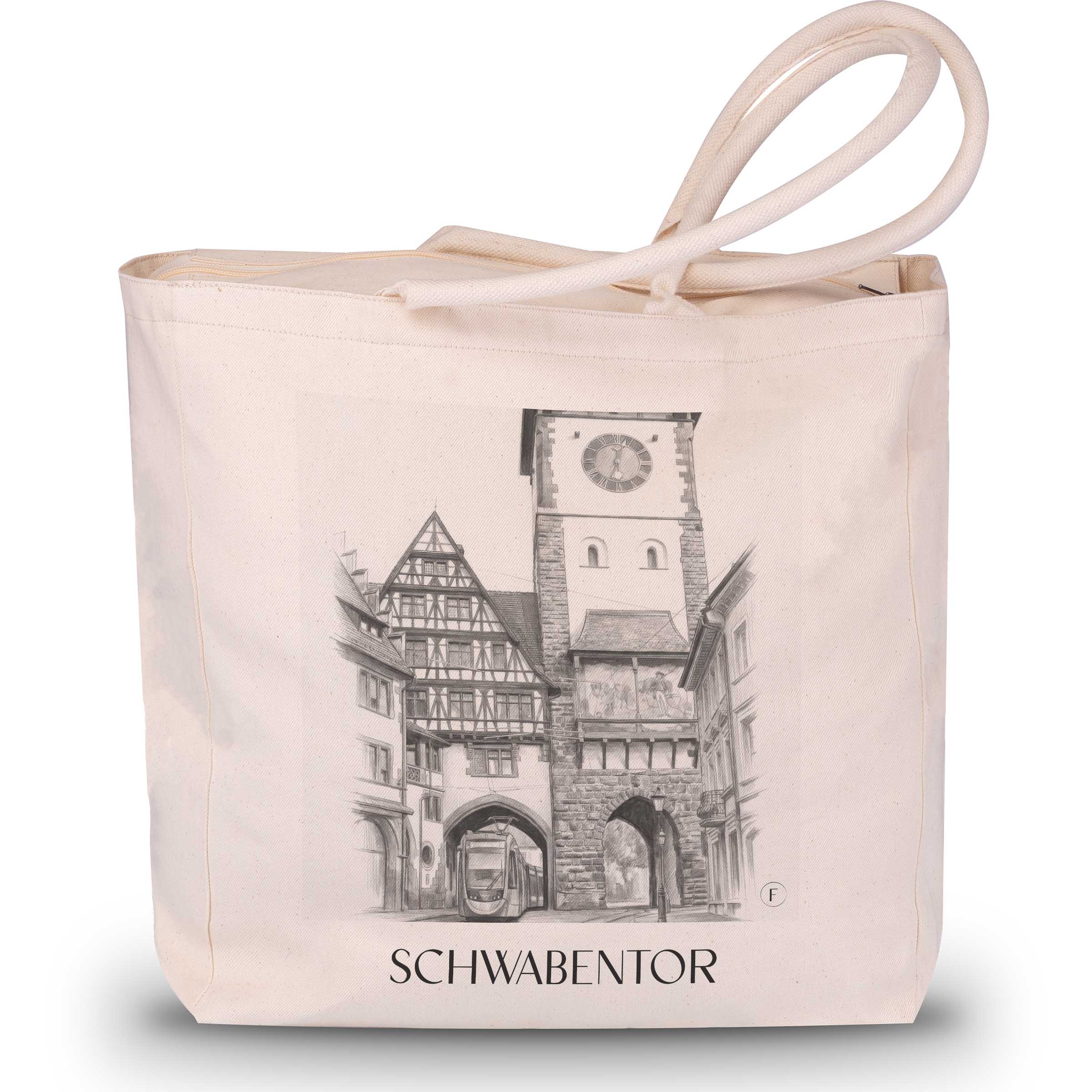 Schwabentor Shopping Tasche - Freiburg - Deutschland Tote Bag - Einkaufstasche im Zeichnung Stil