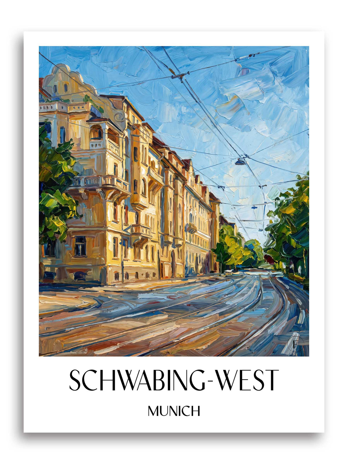 Schwabing-West Poster - München - Deutschland Kunstdruck - Ölgemälde von A4 bis A1 - favplace