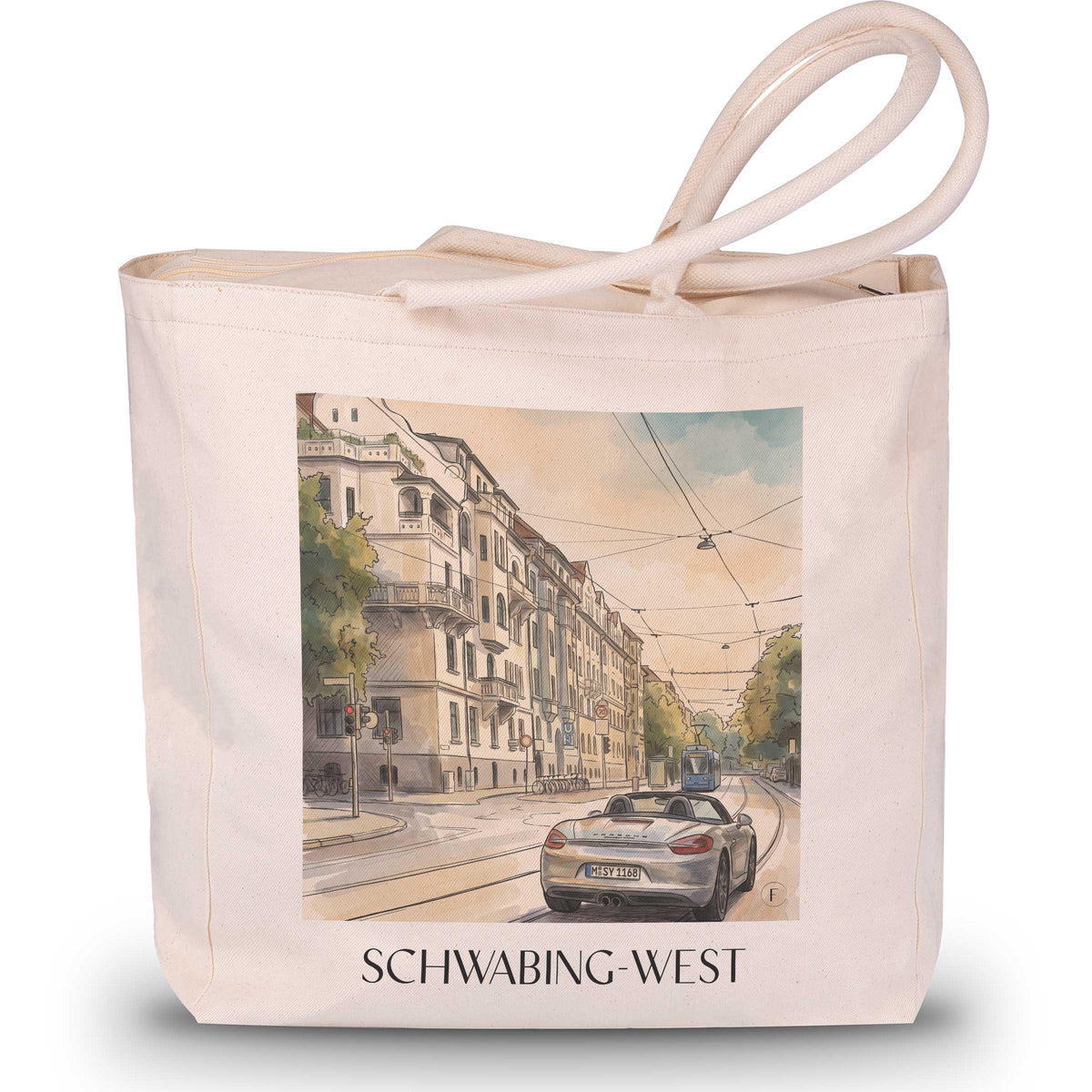 Schwabing-West Shopping Tasche - München - Deutschland Tote Bag - Einkaufstasche im Aquarell Stil - favplace