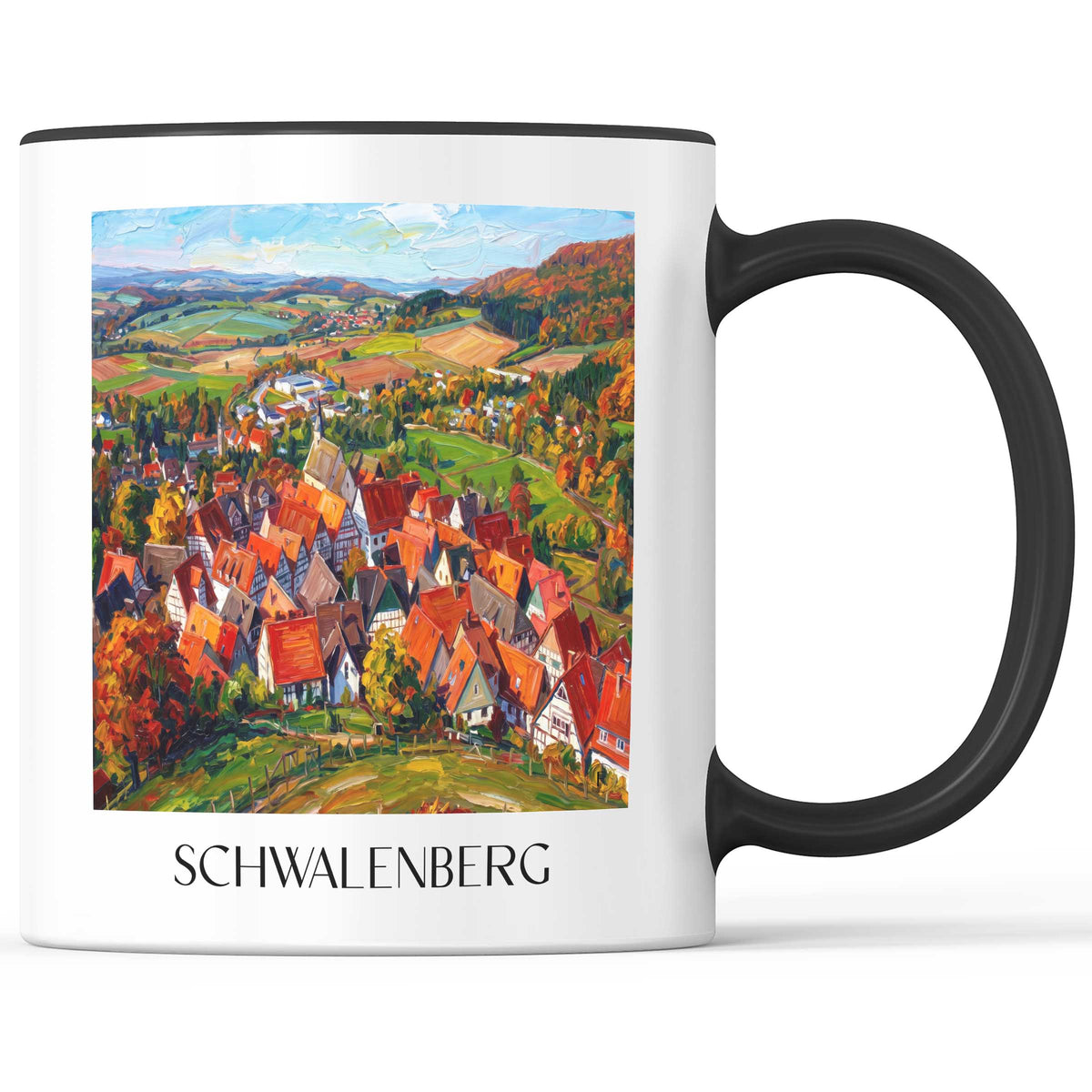 Schwalenberg Kaffeebecher - Lipper Bergland - Deutschland Becher - Kaffeetasse im Ölgemälde Stil - favplace