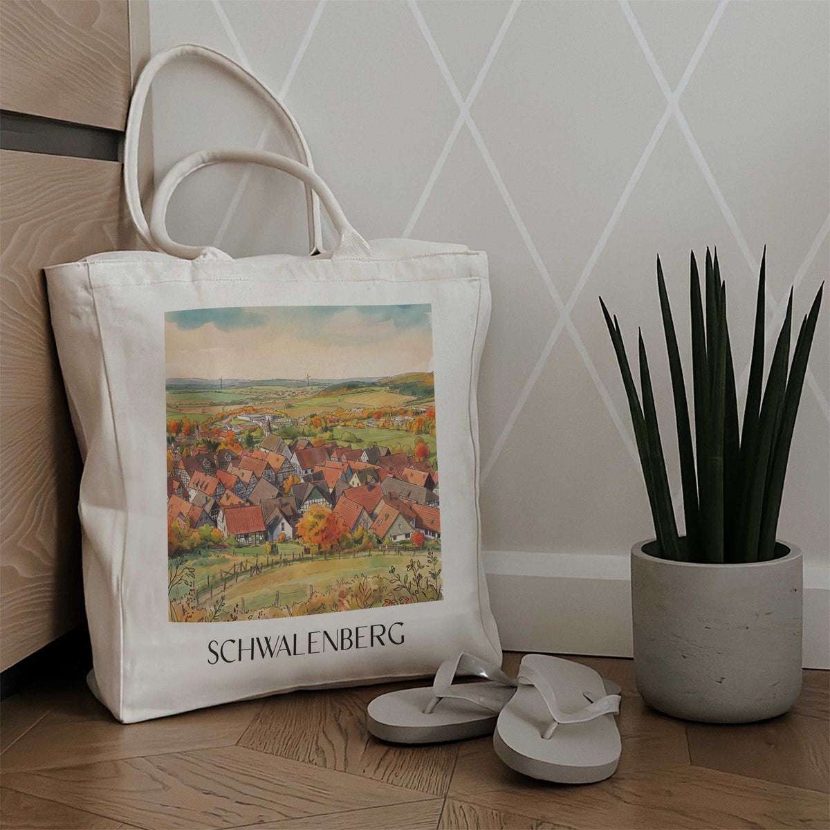 schwalenberg-lipper-bergland-deutschland-einkaufstasche-aquarell