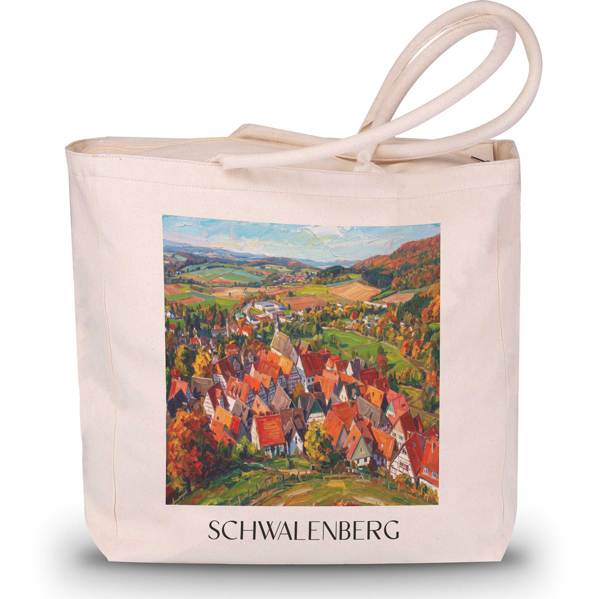 schwalenberg-lipper-bergland-deutschland-einkaufstasche-oil-painting-oelgemaelde