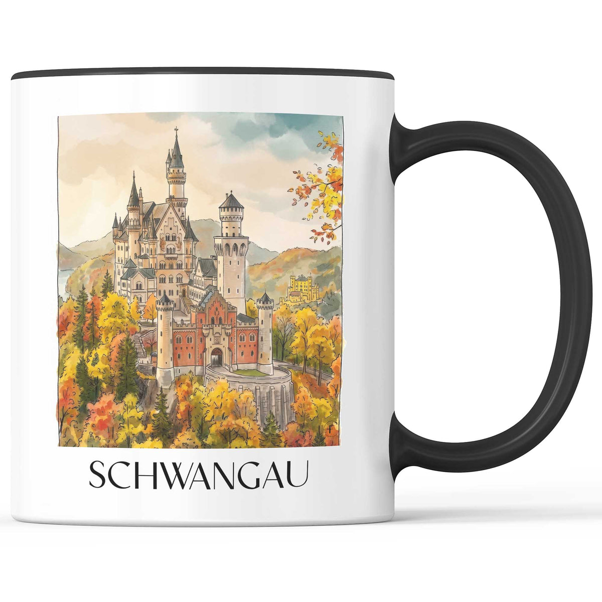 Schwangau Kaffeebecher - Ostallgäu - Deutschland Becher - Kaffeetasse im Aquarell Stil - favplace