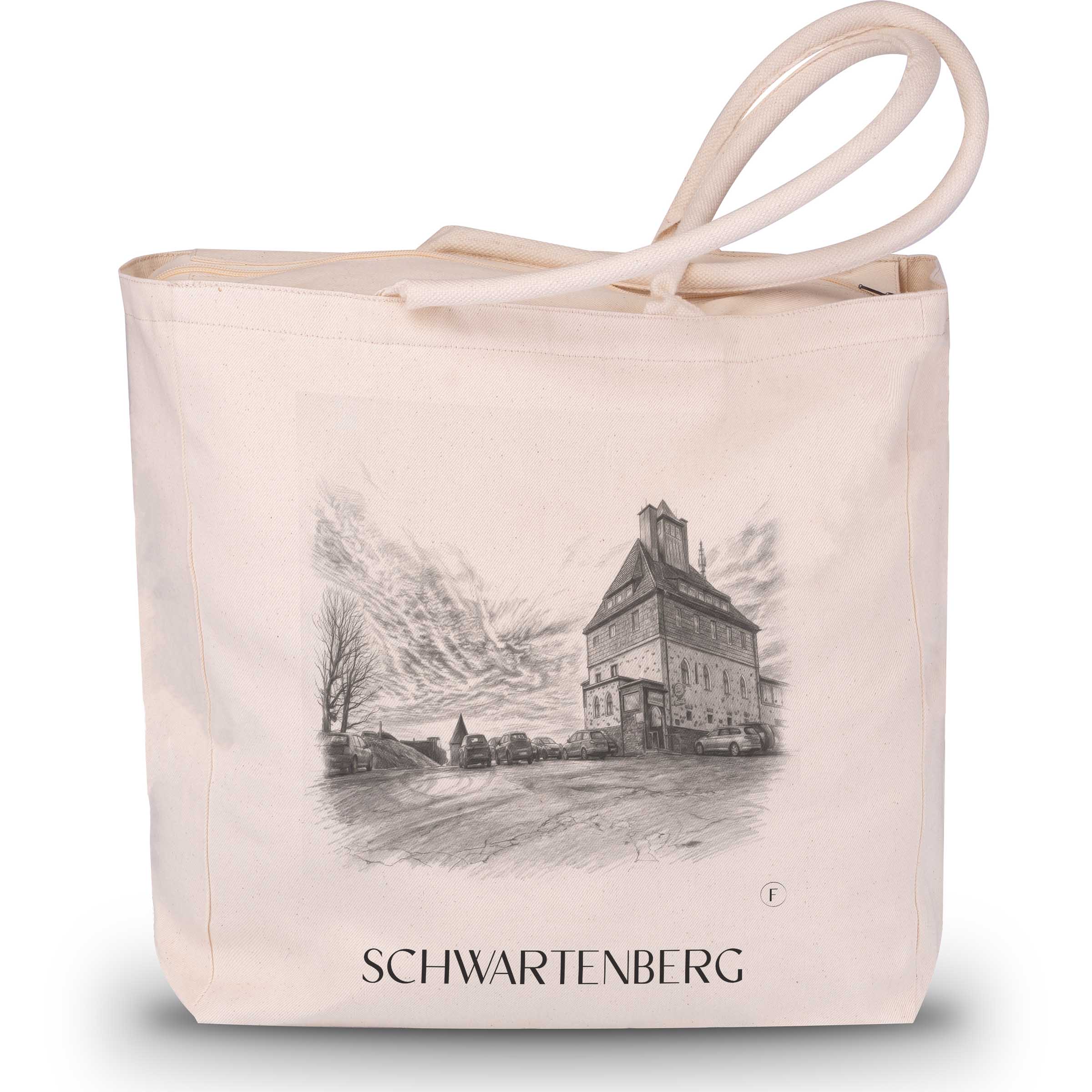 Schwartenberg Shopping Tasche - Erzgebirge - Deutschland Tote Bag - Einkaufstasche im Zeichnung Stil