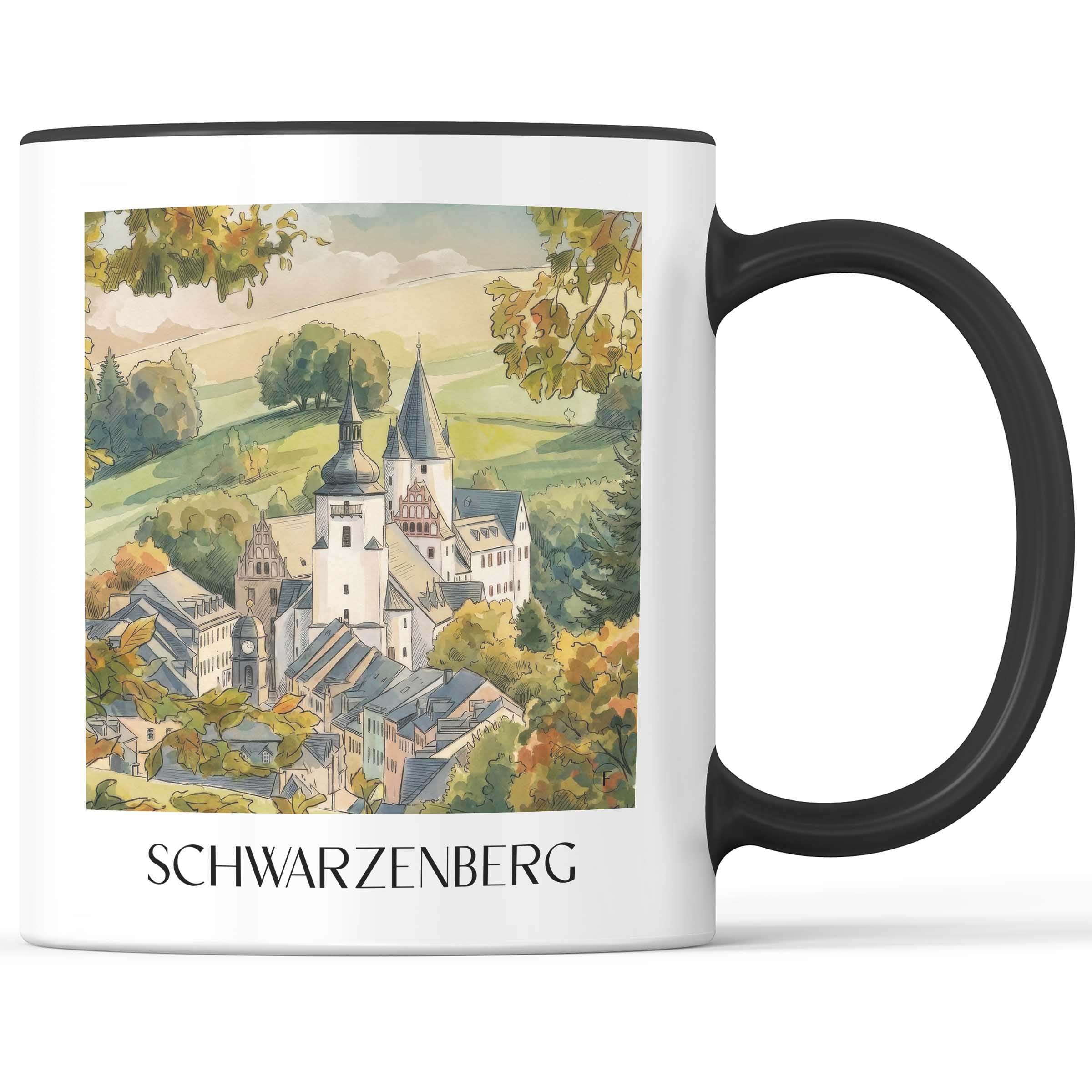 schwarzenberg-erzgebirge-deutschland-kaffeebecher-aquarell