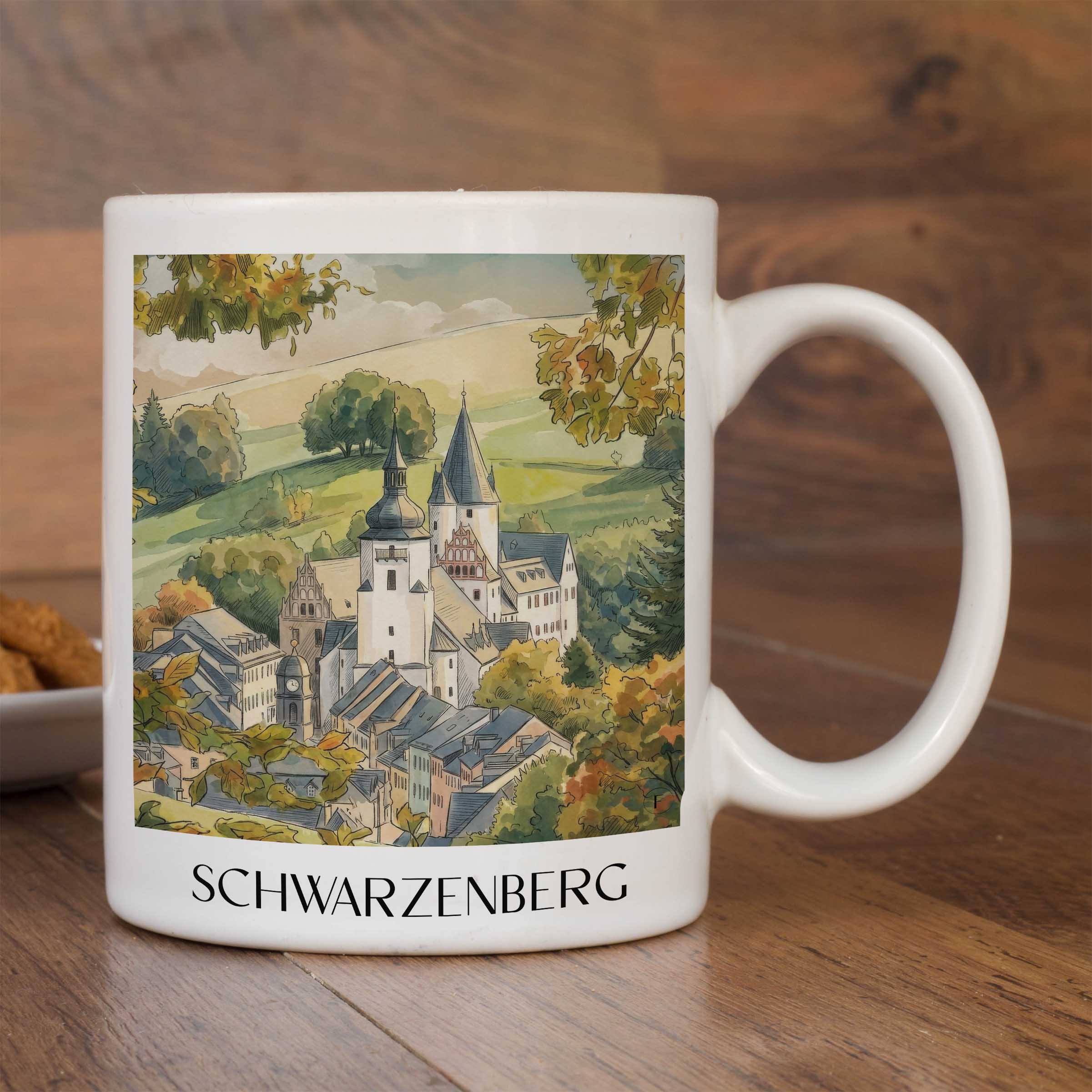 schwarzenberg-erzgebirge-deutschland-kaffeebecher-aquarell