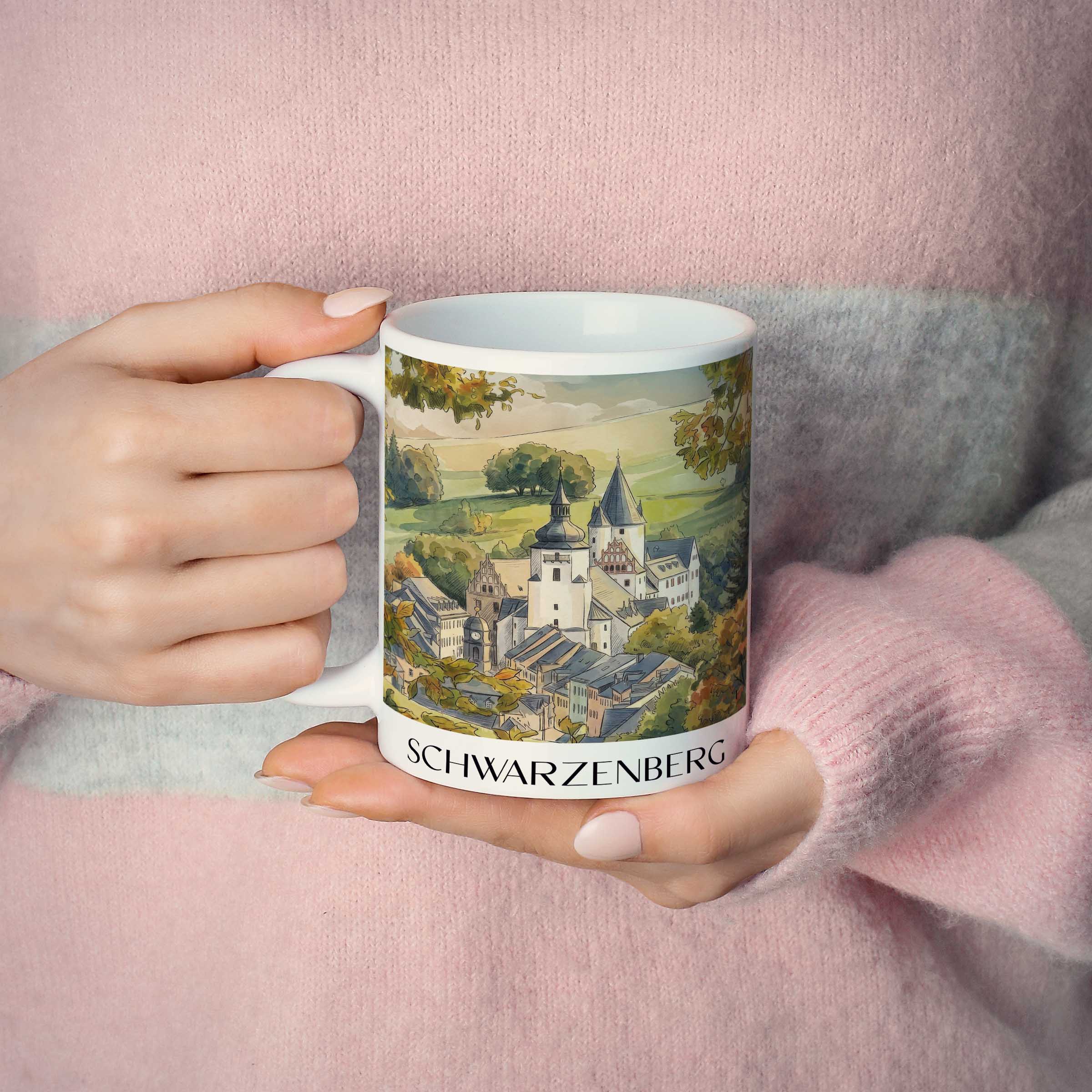 schwarzenberg-erzgebirge-deutschland-kaffeebecher-aquarell