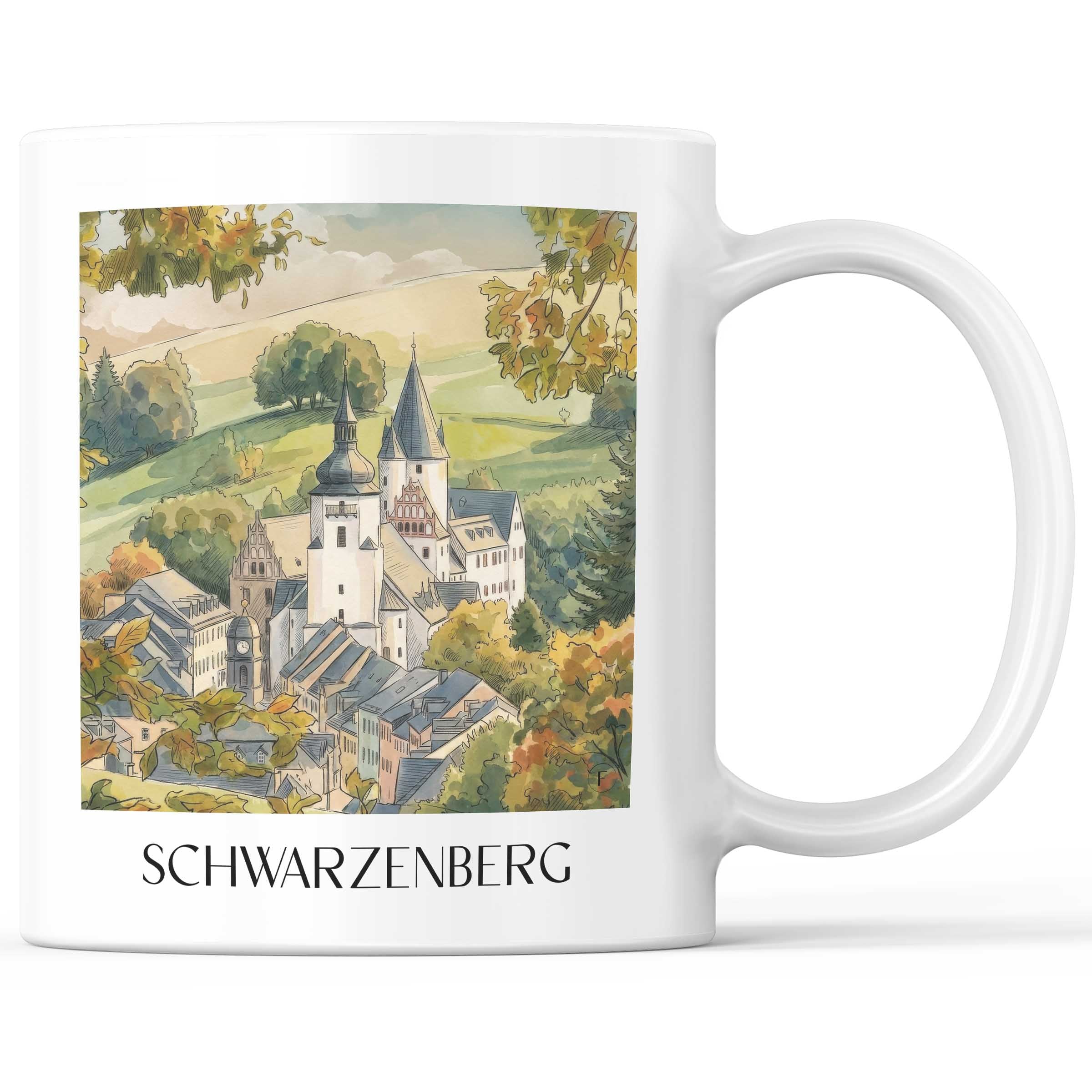 schwarzenberg-erzgebirge-deutschland-kaffeebecher-aquarell