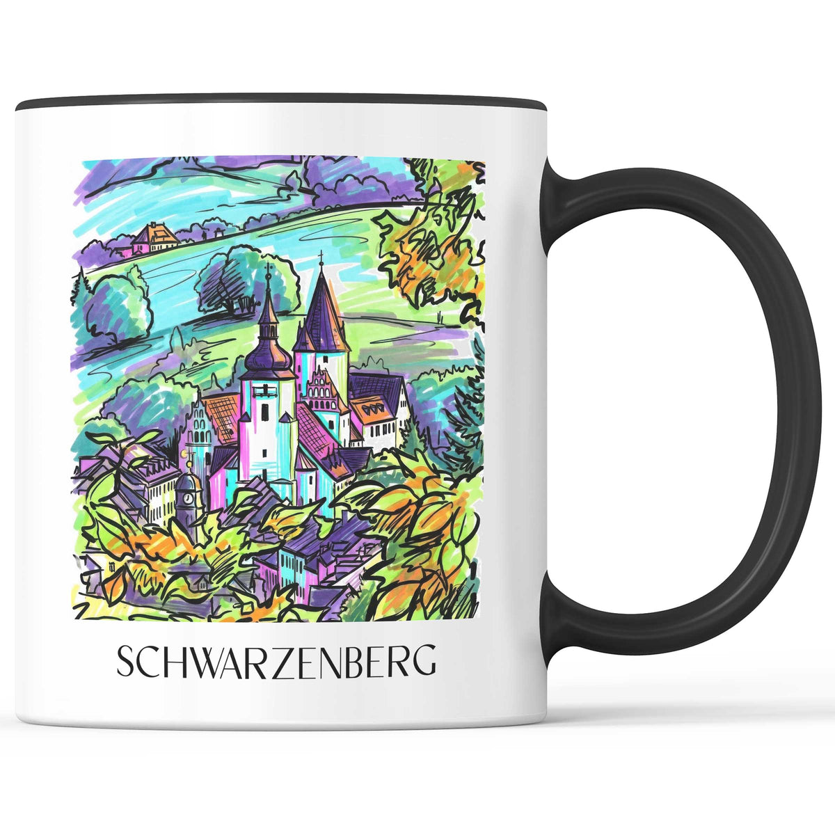 Schwarzenberg Kaffeebecher - Erzgebirge - Deutschland Becher - Kaffeetasse im Tag Graffiti Stil - favplace