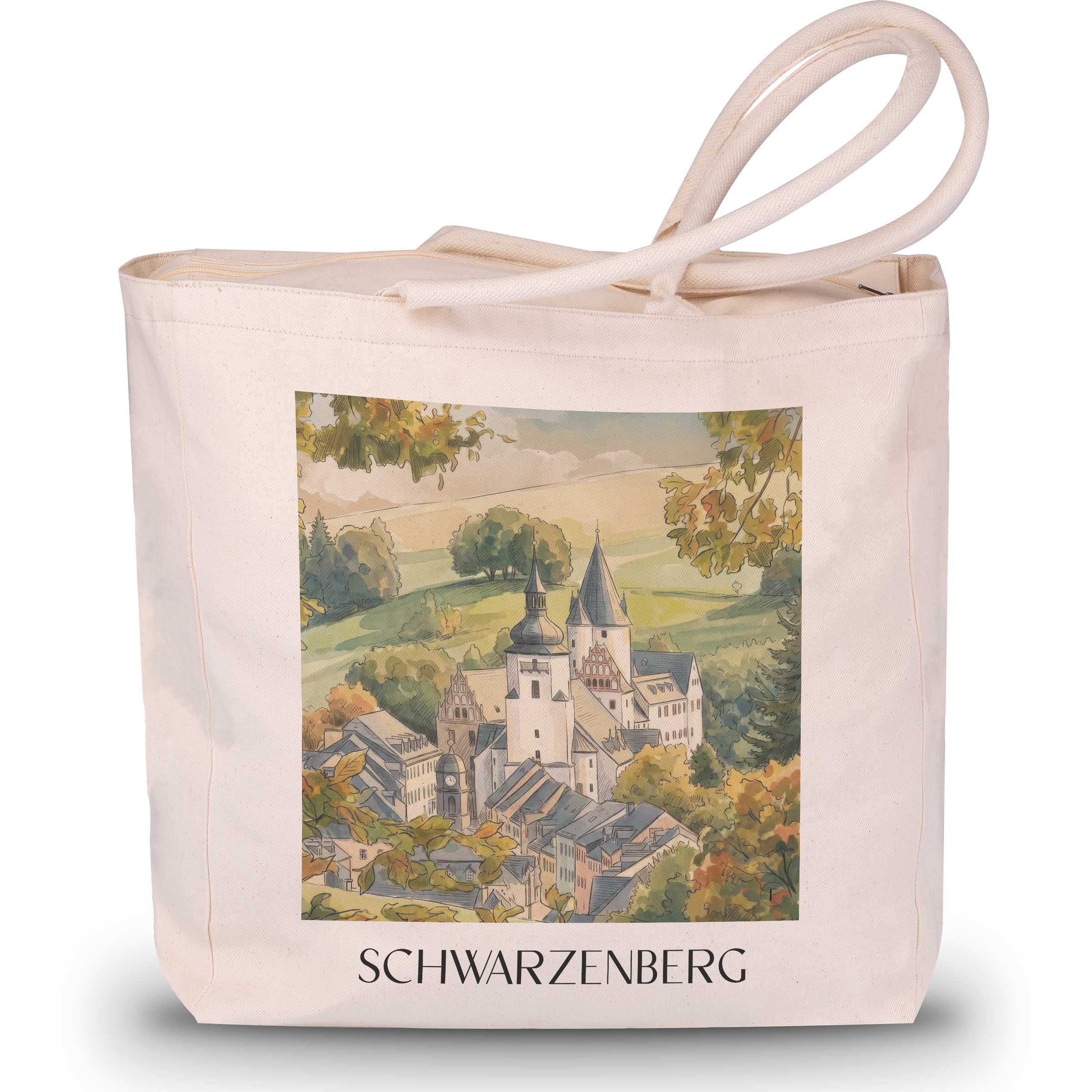 Schwarzenberg Shopping Tasche - Erzgebirge - Deutschland Tote Bag - Einkaufstasche im Aquarell Stil - favplace