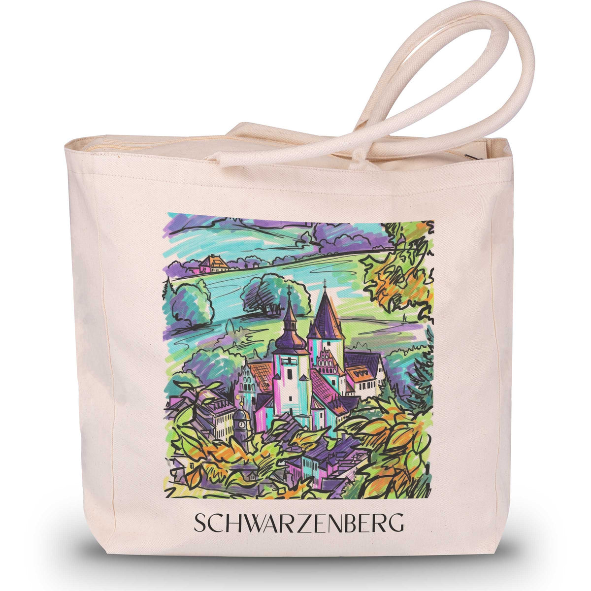 Schwarzenberg Shopping Tasche - Erzgebirge - Deutschland Tote Bag - Einkaufstasche im Tag Graffiti Stil - favplace