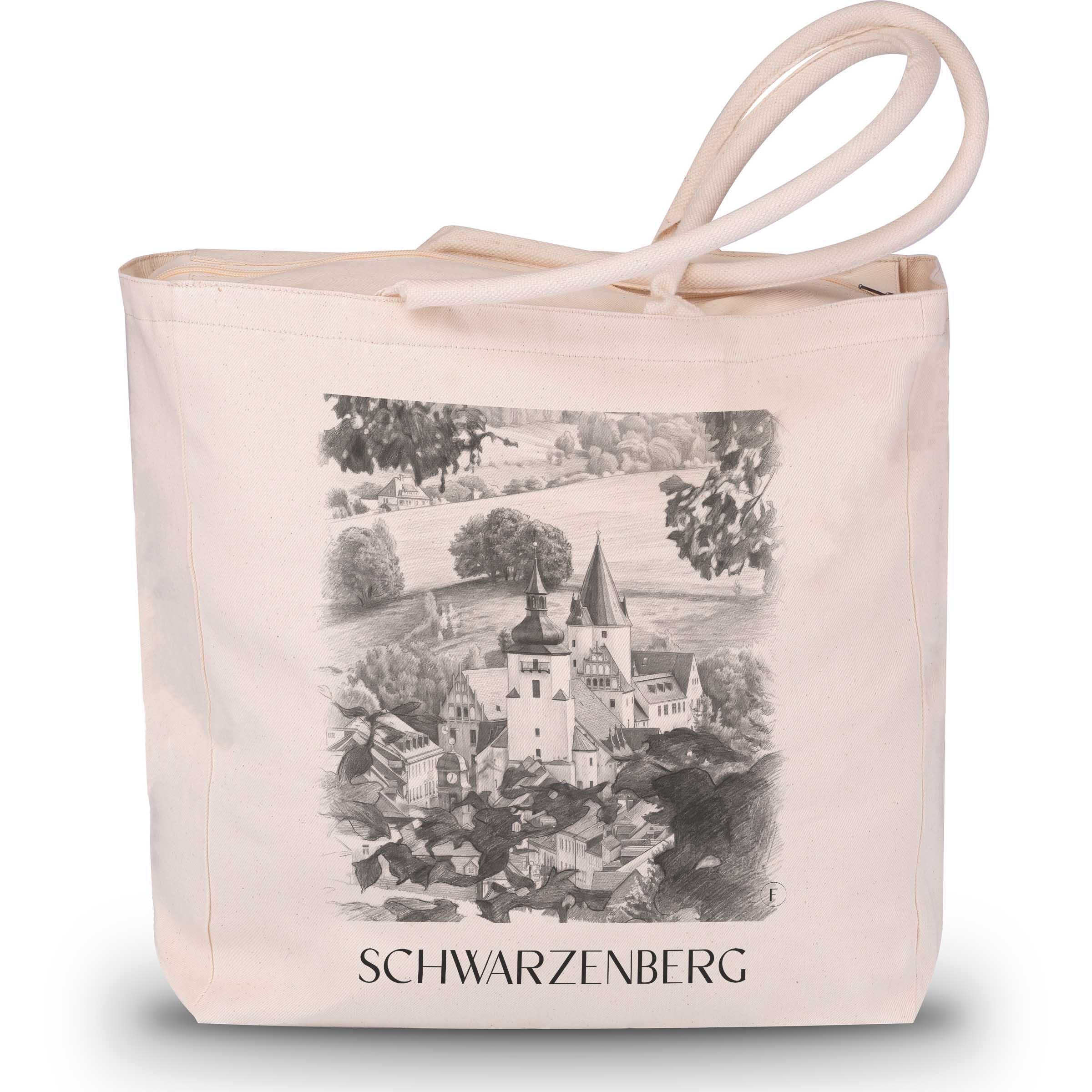 schwarzenberg-erzgebirge-deutschland-einkaufstasche-bleistift-zeichnung-drawing