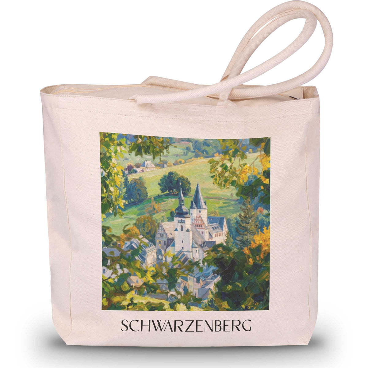 Schwarzenberg Shopping Tasche - Erzgebirge - Deutschland Tote Bag - Einkaufstasche im Ölgemälde Stil - favplace