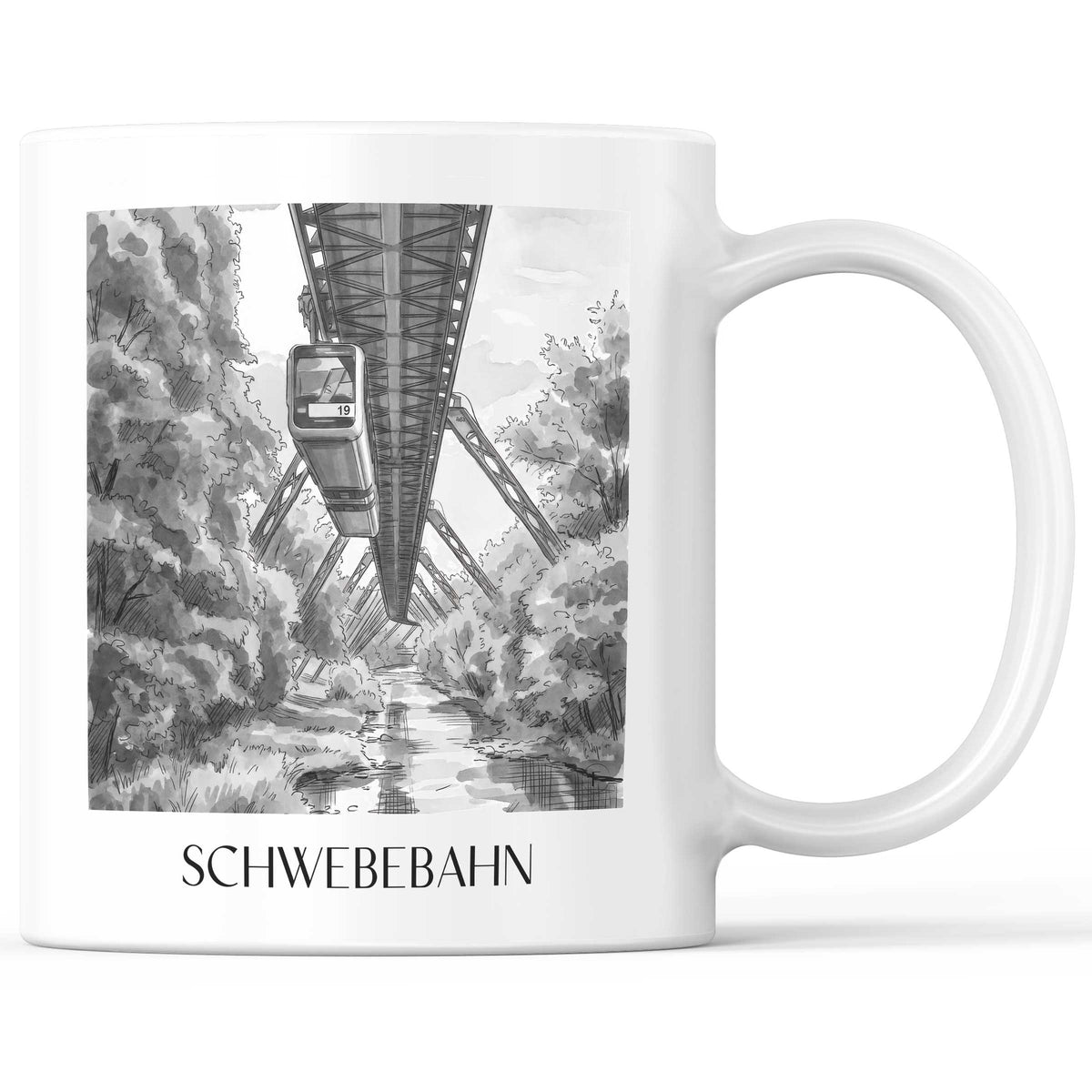 schwebebahn-wuppertal-deutschland-kaffeebecher-aquarell-schwarz-weiss