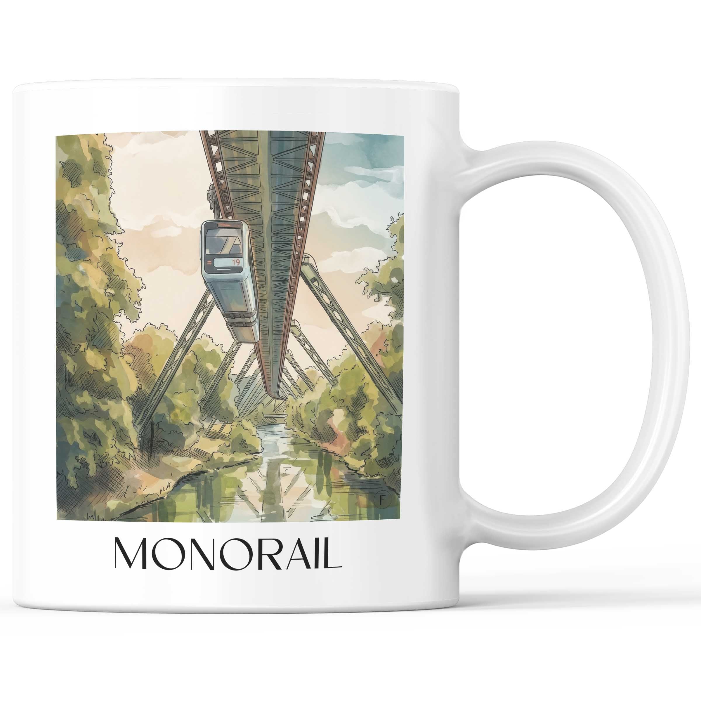 Schwebebahn Kaffeebecher - Wuppertal - Deutschland Becher - Kaffeetasse im Aquarell Stil - favplace