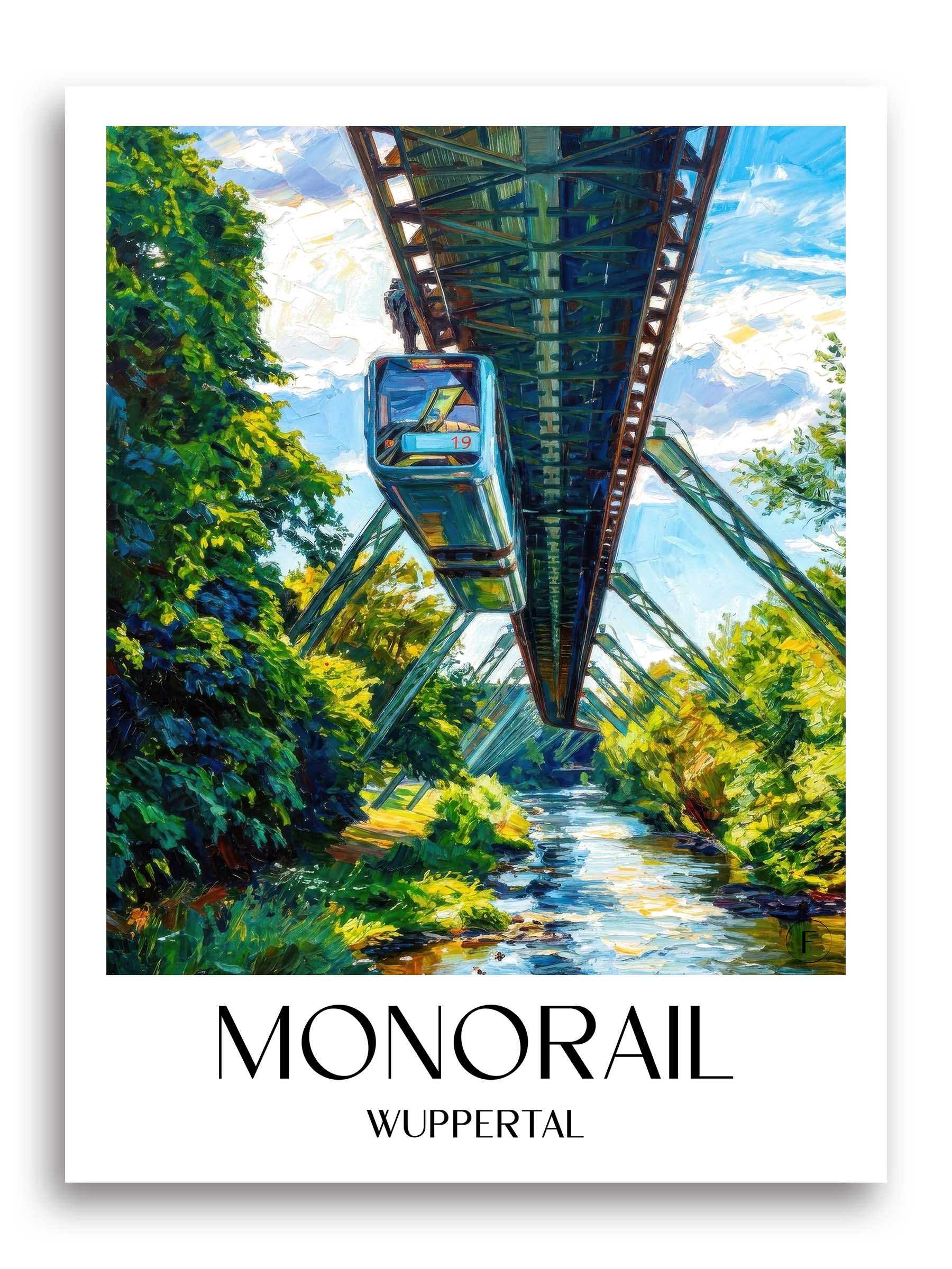 Schwebebahn Poster - Wuppertal - Deutschland Kunstdruck - Ölgemälde von A4 bis A1 - favplace