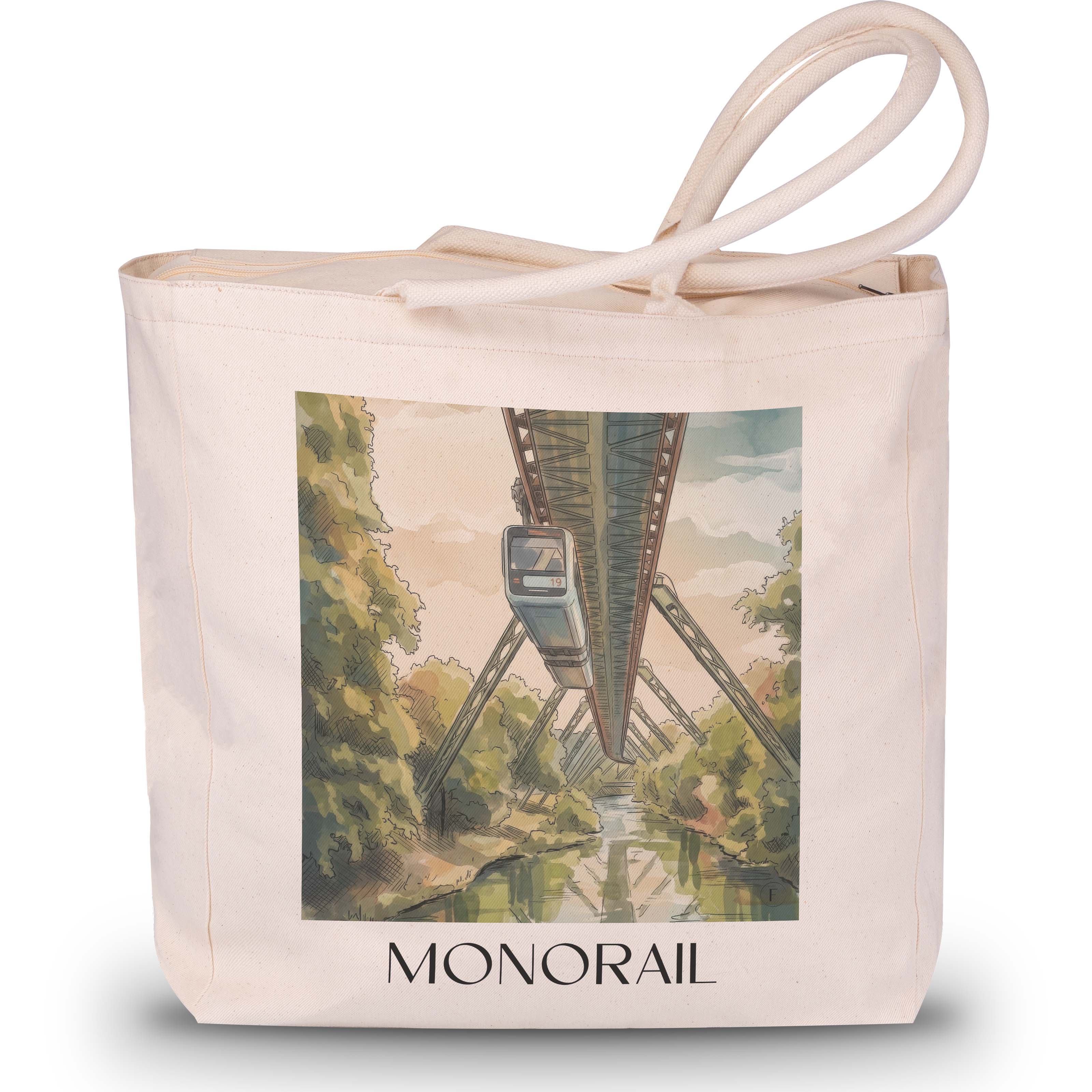 Schwebebahn Shopping Tasche - Wuppertal - Deutschland Tote Bag - Einkaufstasche im Aquarell Stil - favplace