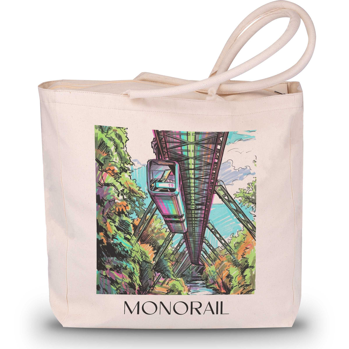 Schwebebahn Shopping Tasche - Wuppertal - Deutschland Tote Bag - Einkaufstasche im Tag Graffiti Stil - favplace